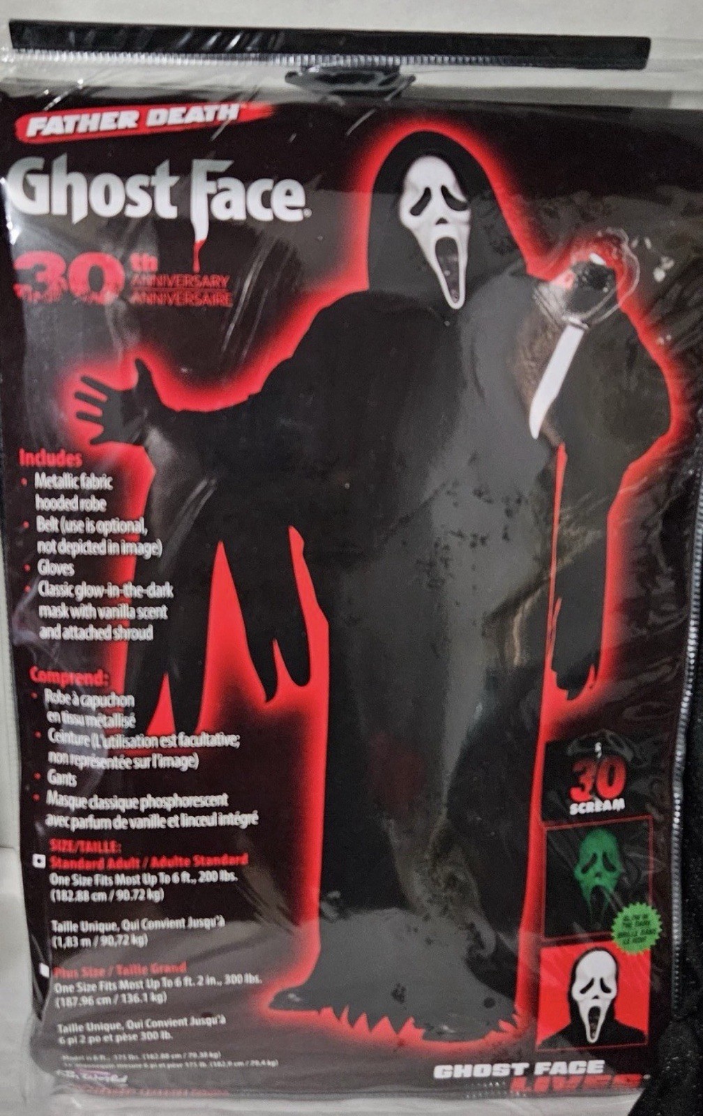 Fun World Ghost Face 30th Anniversary Costume GhostFace With Mask Scream
