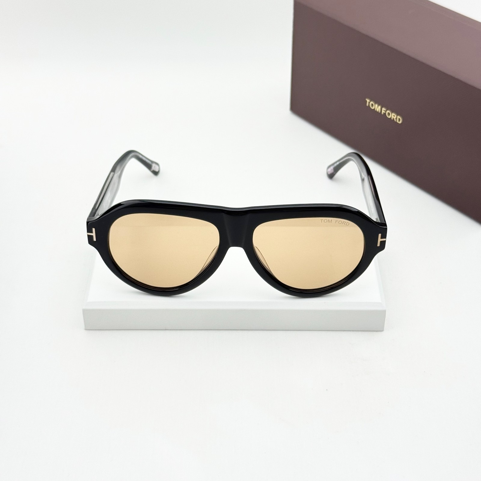 Tom Ford FT1225 Icon Pilot Aviator Sunglasses Black Frame Brown Lens 59-16-145