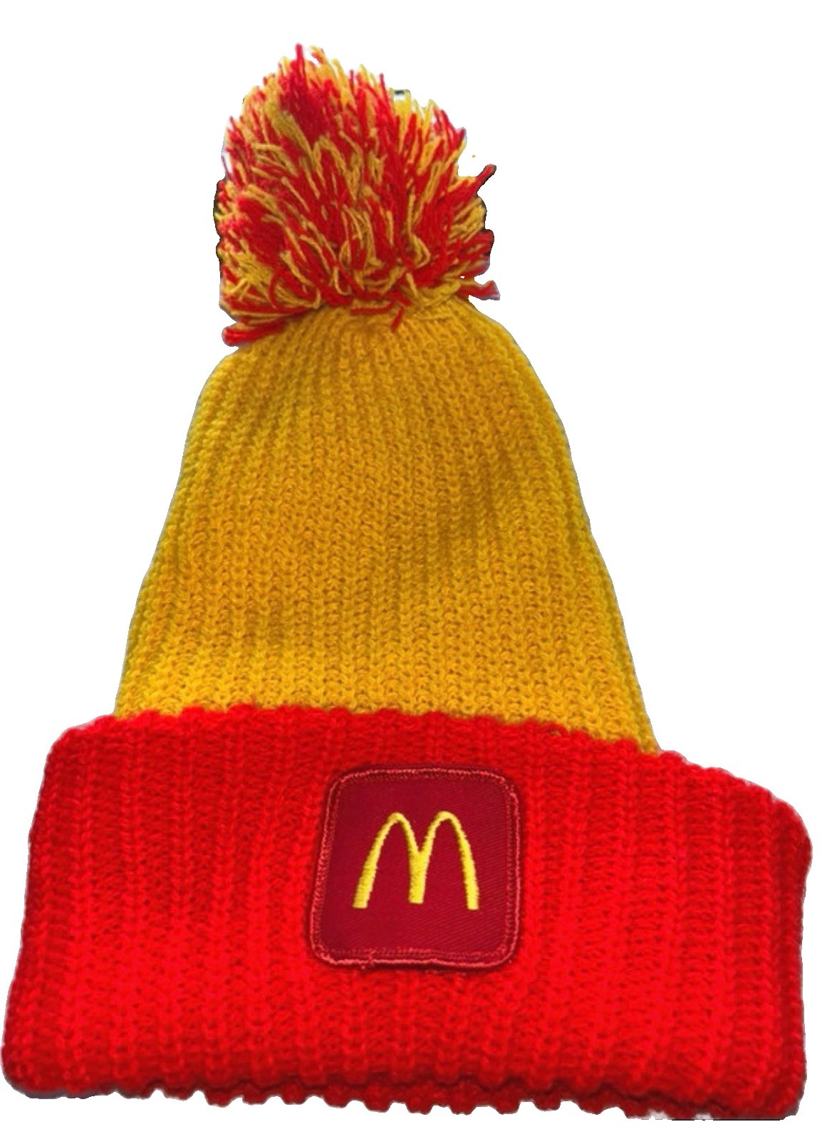 Vintage McDonald’s Beanie Old School Pom Retro Red Yellow Beanie Hat