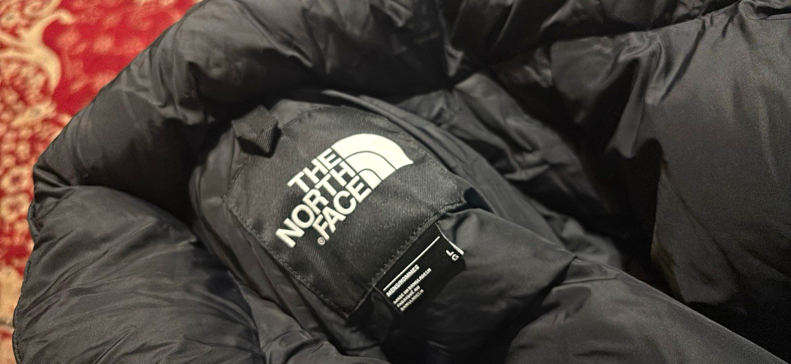 The North Face Men’s L Hooded Full Zip Nylon Puffer Jacket Abstract Black/White
