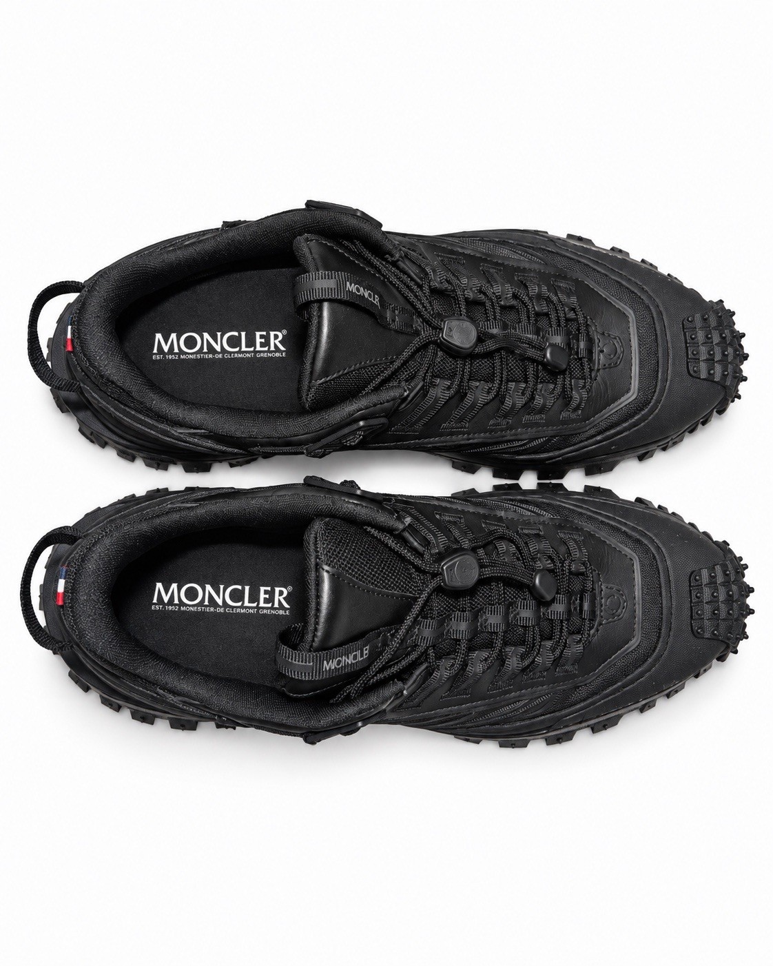 Moncler Men’s Black Low Top Lace-Up Sneakers with Rugged Lug Sole