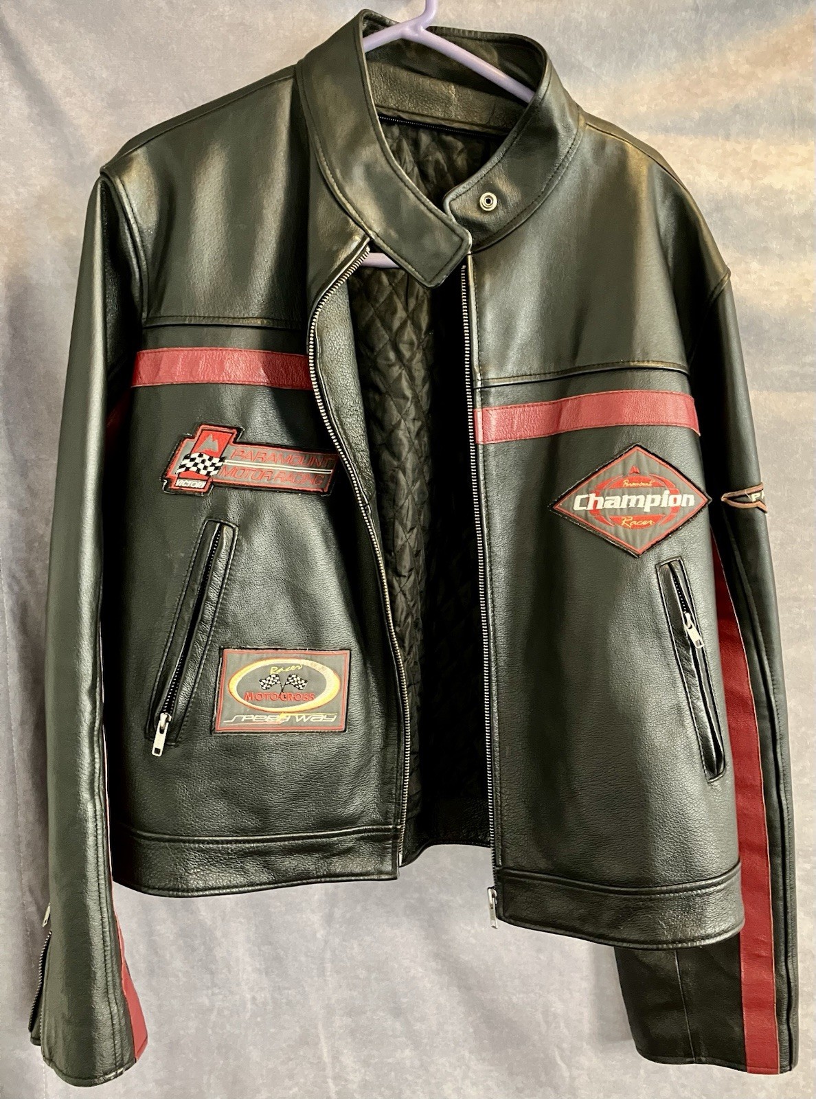 Vintage Paramount Racing Genuine Leather Jacket M Racer Moto Motorcycle Harley