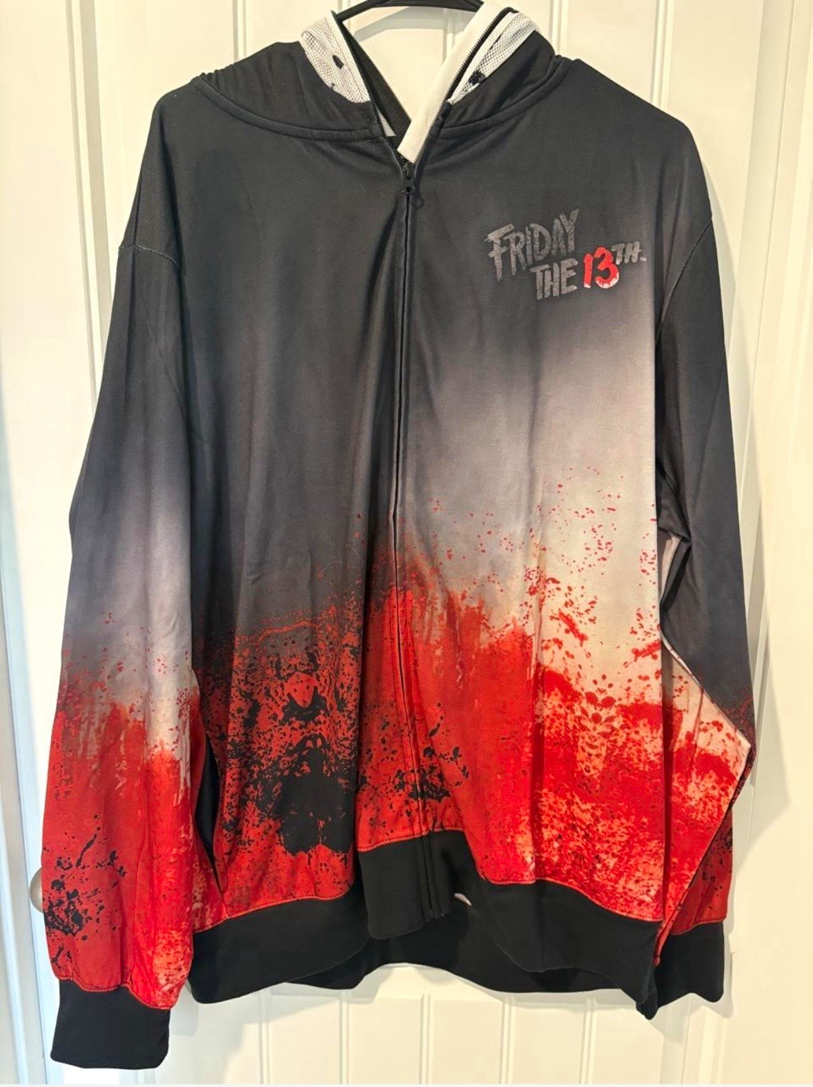 Friday the 13th Full Zip Hooded Hoodie XL Black/Red Polyester Jason Voorhees