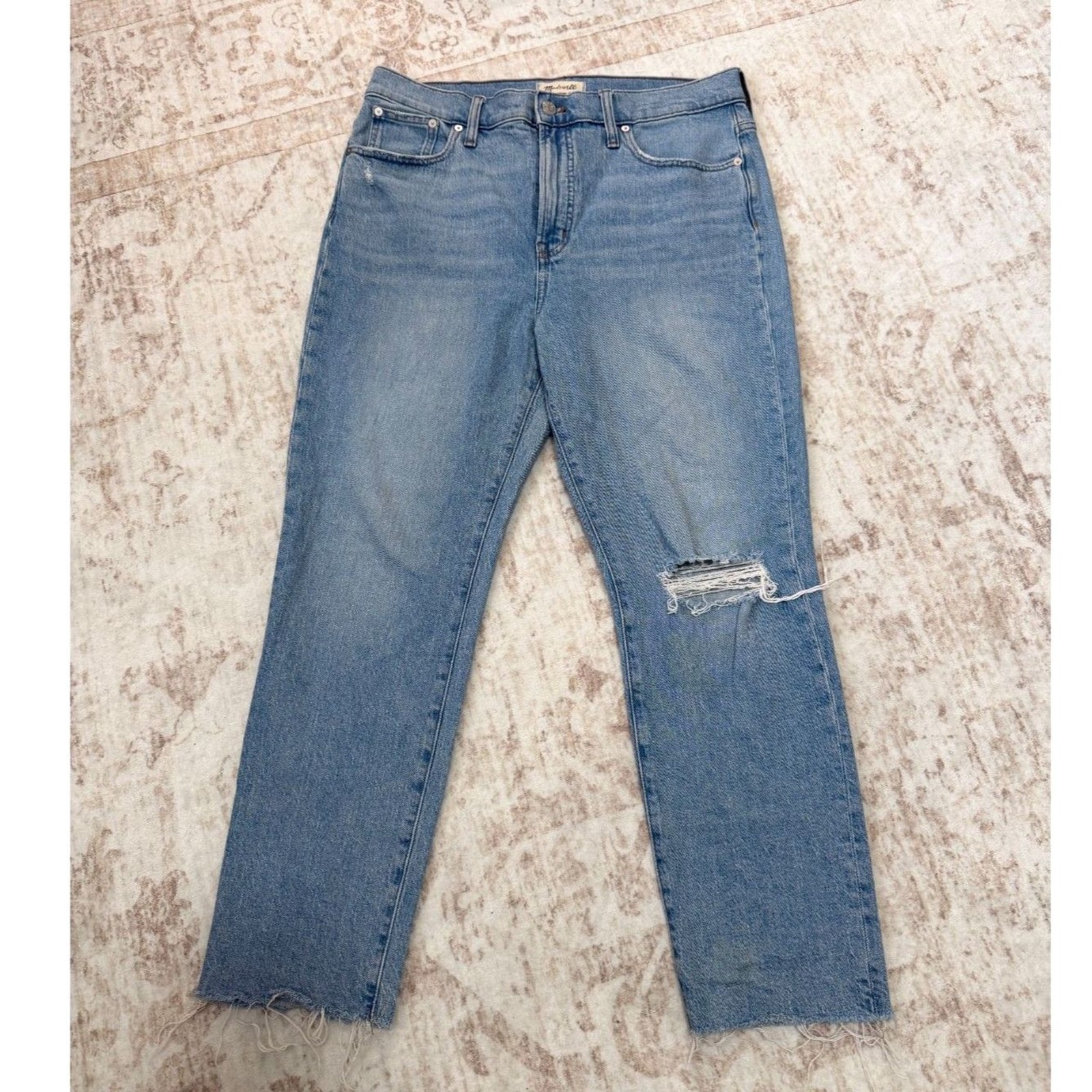 Madewell The Perfect Vintage Jean Light Wash Distressed Raw Hem High Rise 31