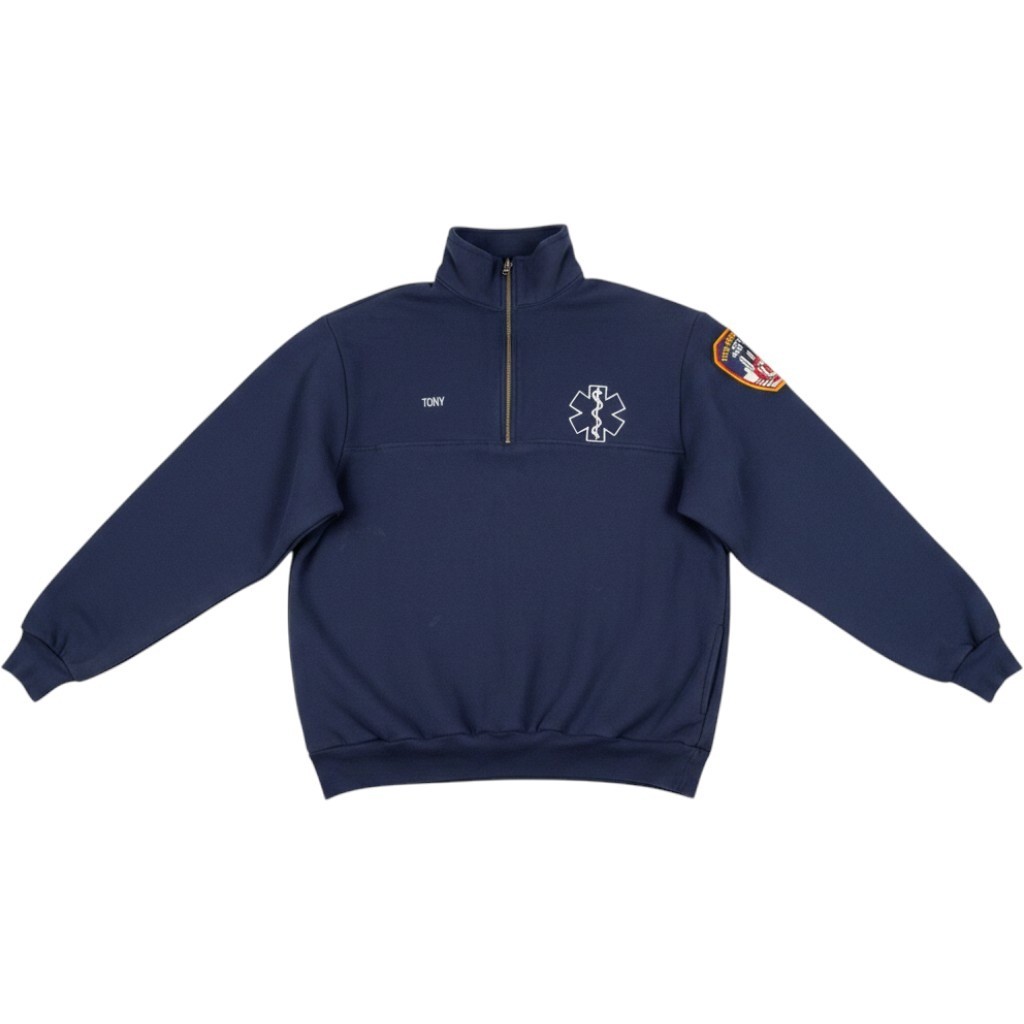 Vintage Horace Small FDNY EMS Navy Blue Quarter Zip Fleece Mens 4XL Tony Patch