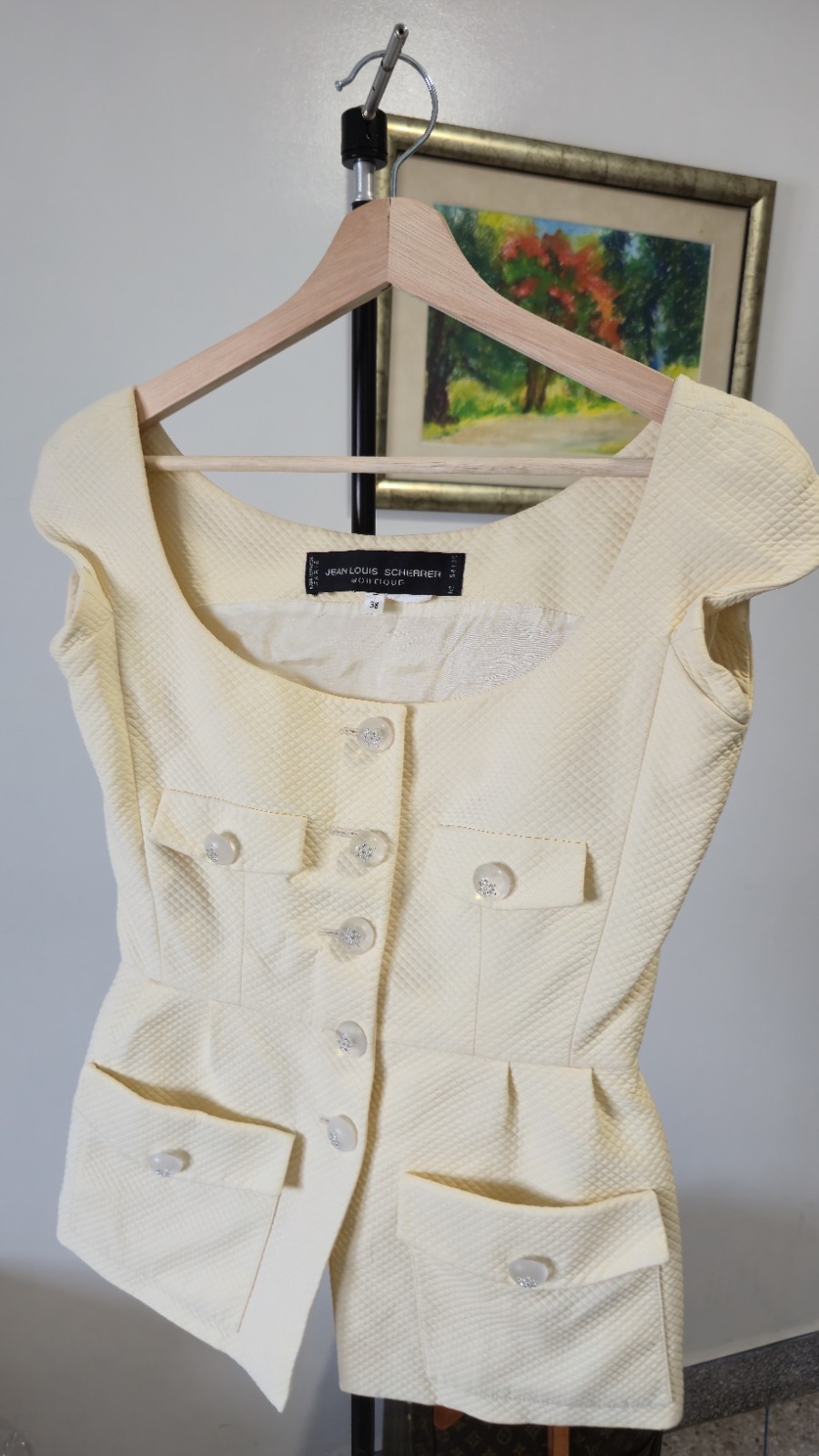 Vintage Jean-Louis SCHERRER Square neck vest Top Size 38 Fr