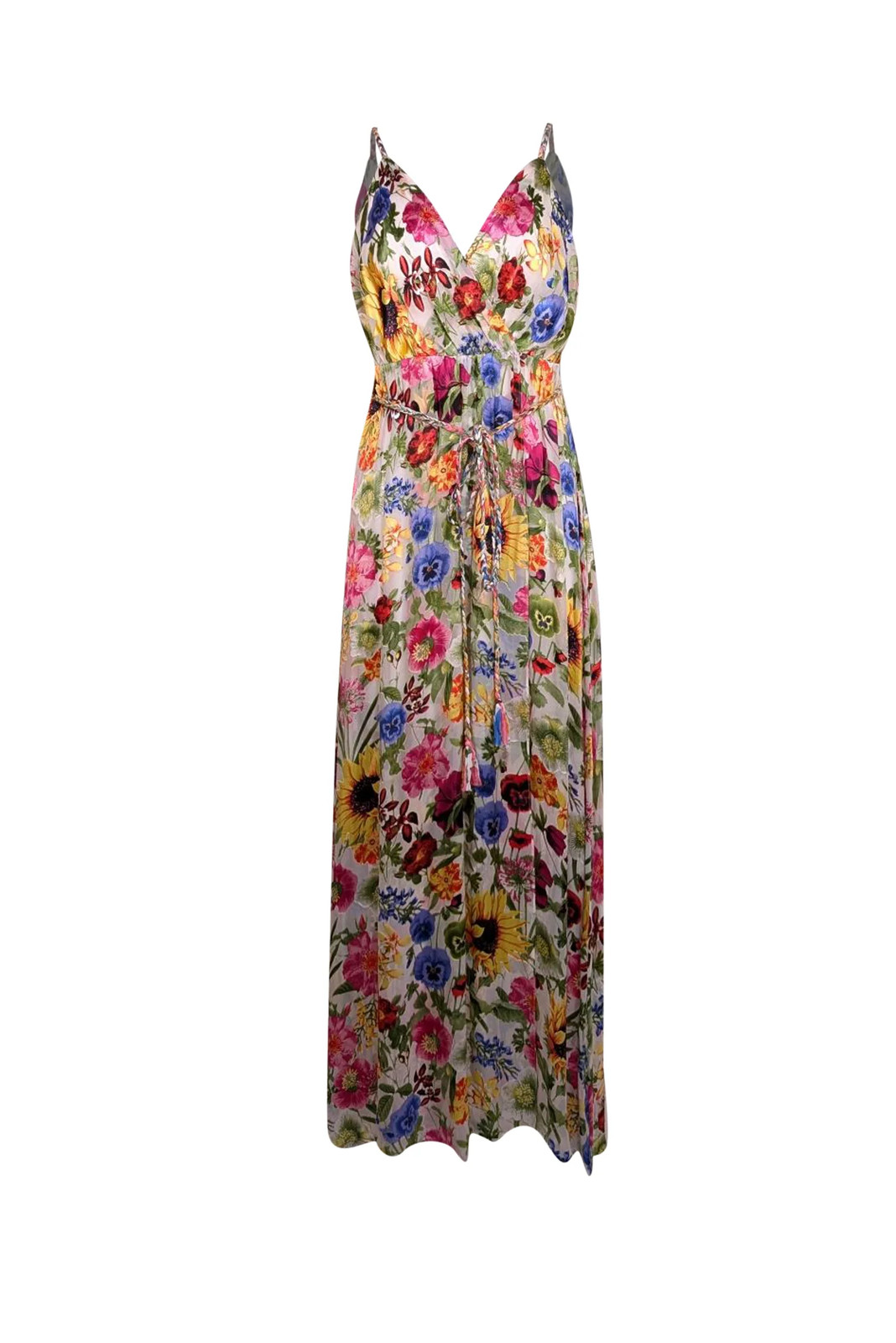 Alice & Olivia - White & Multicolor Floral Samantha Maxi Dress Sz 4