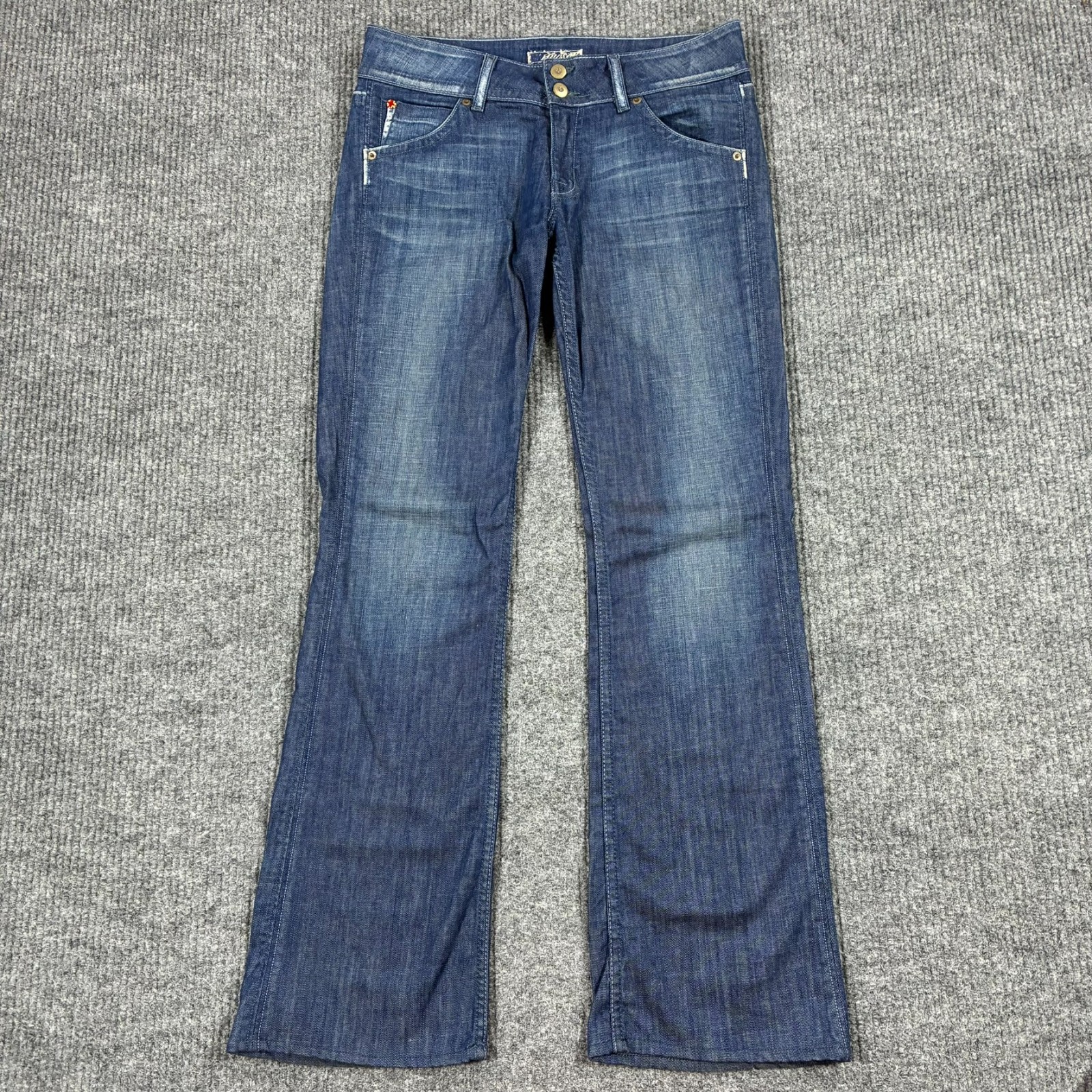 Vintage Y2K Hudson Jeans Womens 30 Dark Wash Bootcut Flap Pocket Made USA Denim