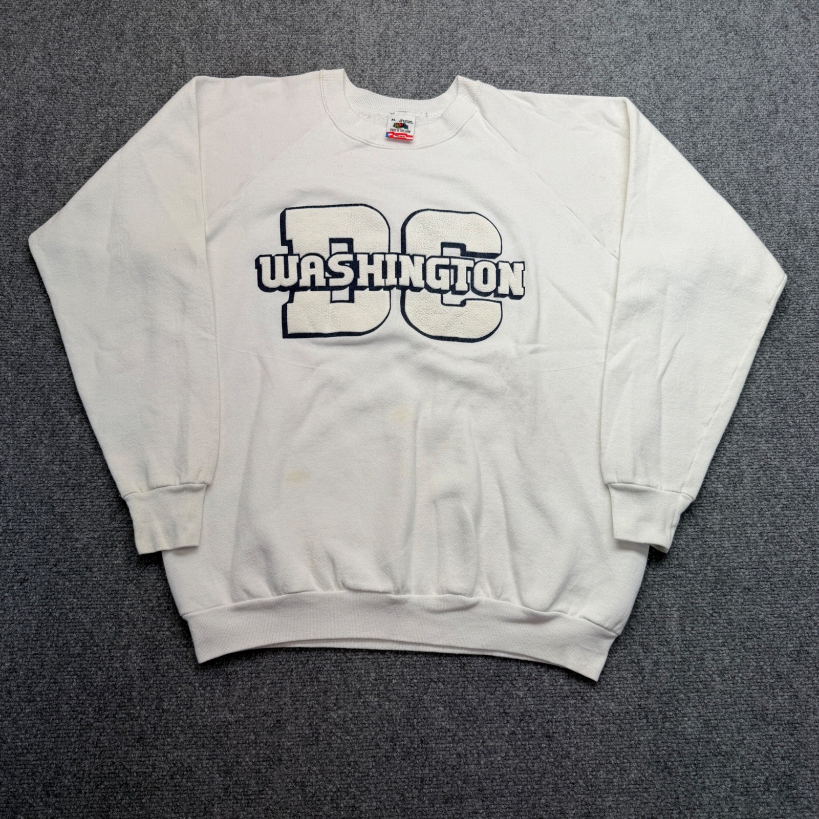 Vintage Fruit of the Loom Washington DC Sweatshirt Mens XL White Made in USA