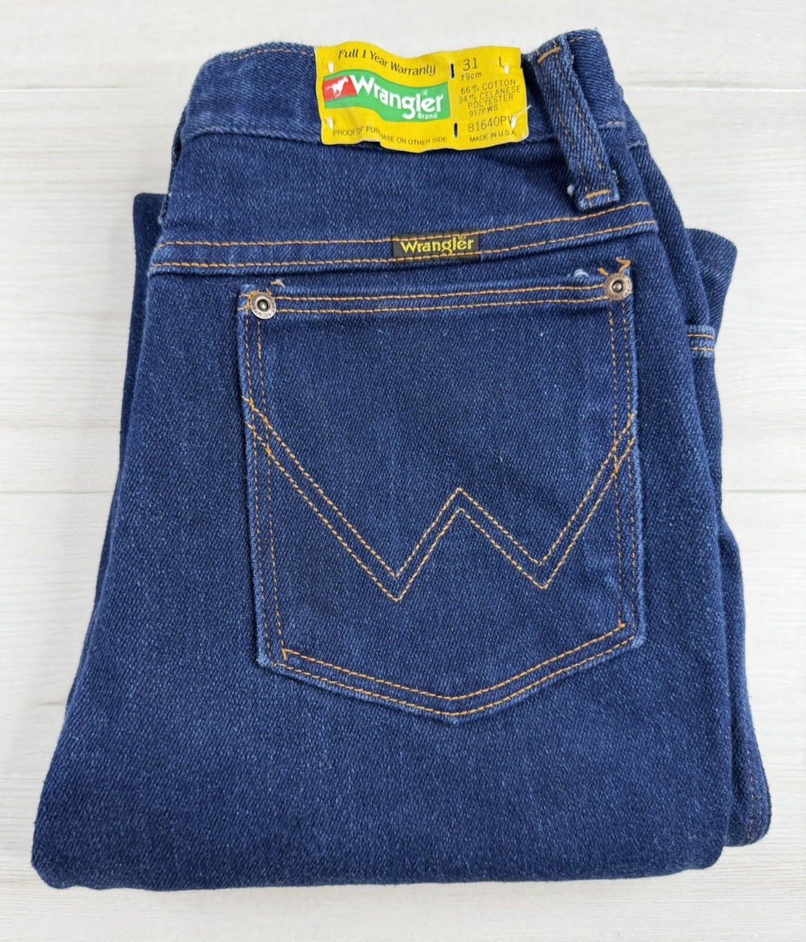 Vtg Wrangler 81640PW Jeans Bootcut Slim Fit Ideal Zip 70s USA Made 28x34 NWT