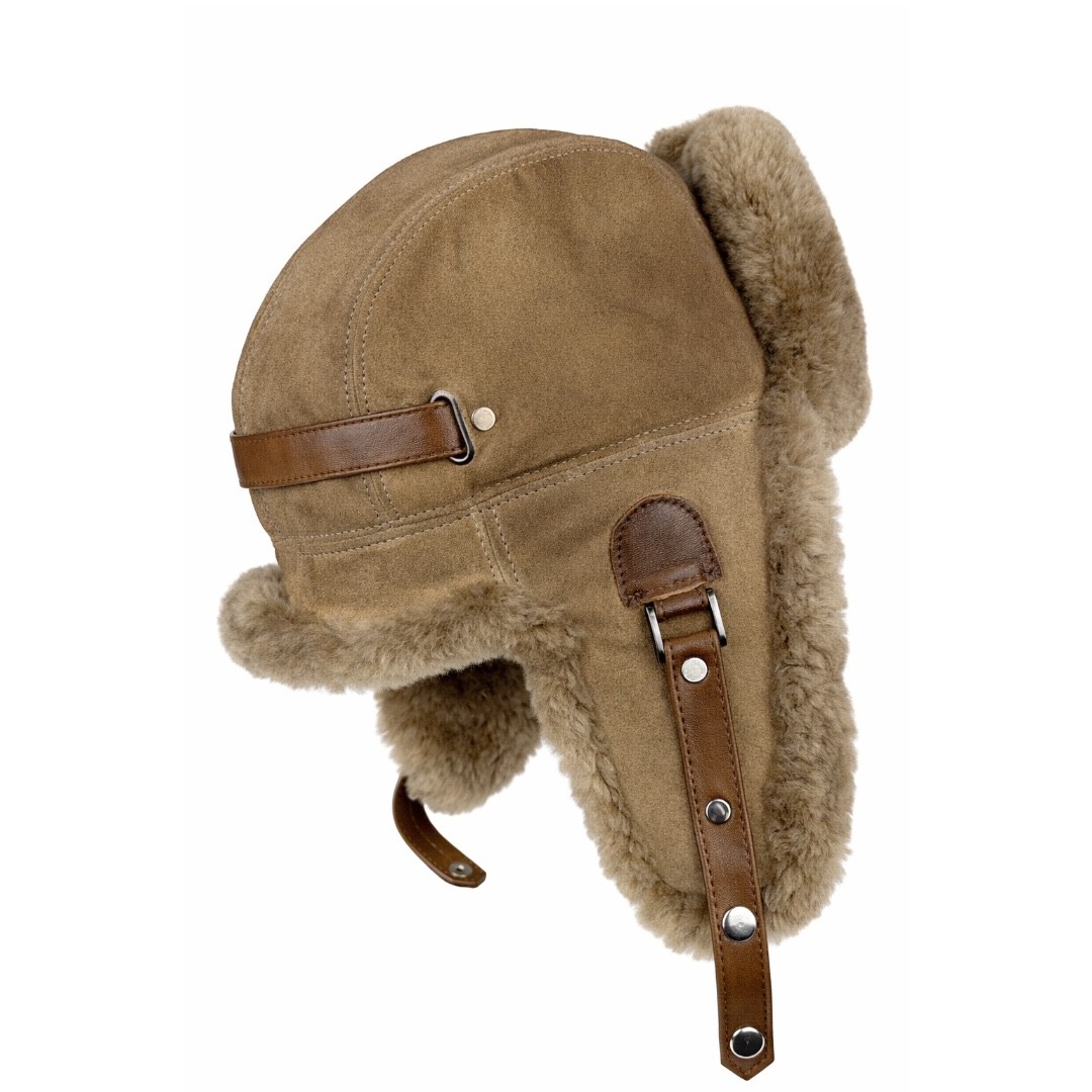 Handmade Real Shearling Leather Trapper  Hat —  Warm Winter Trapper Hat for men