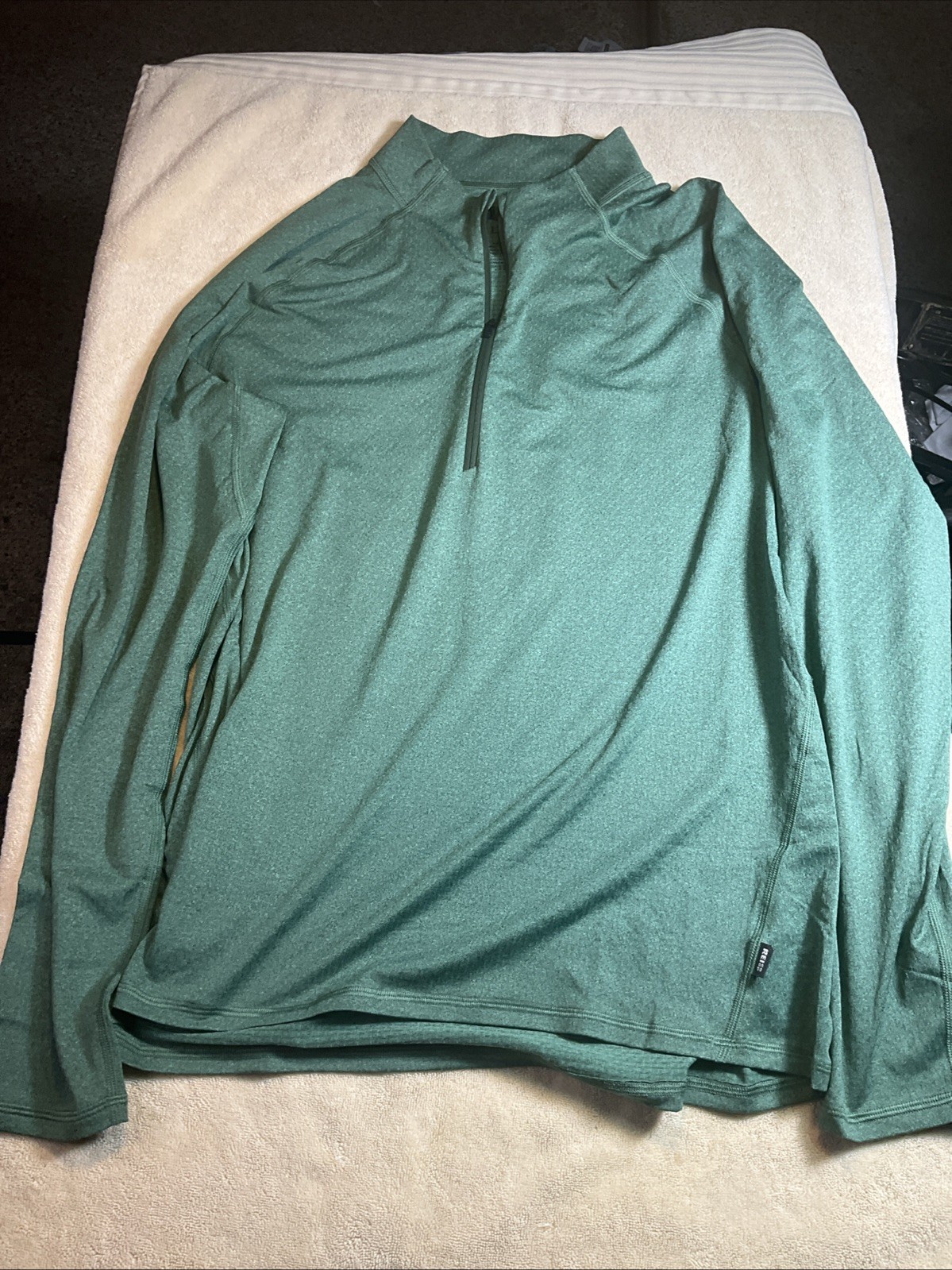 REI CoOp 1/4 Zip Mens Sz Large, Green, Poly-Spandex, Running, Gym - EUC