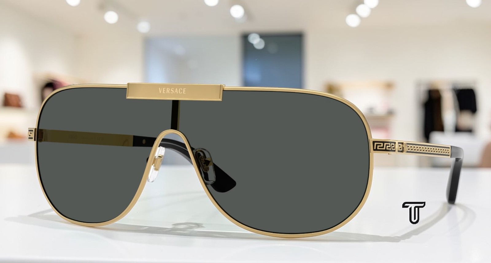 VERSACE VE2293 100287 Gold Dark Grey 40 mm Men\'s Sunglasses