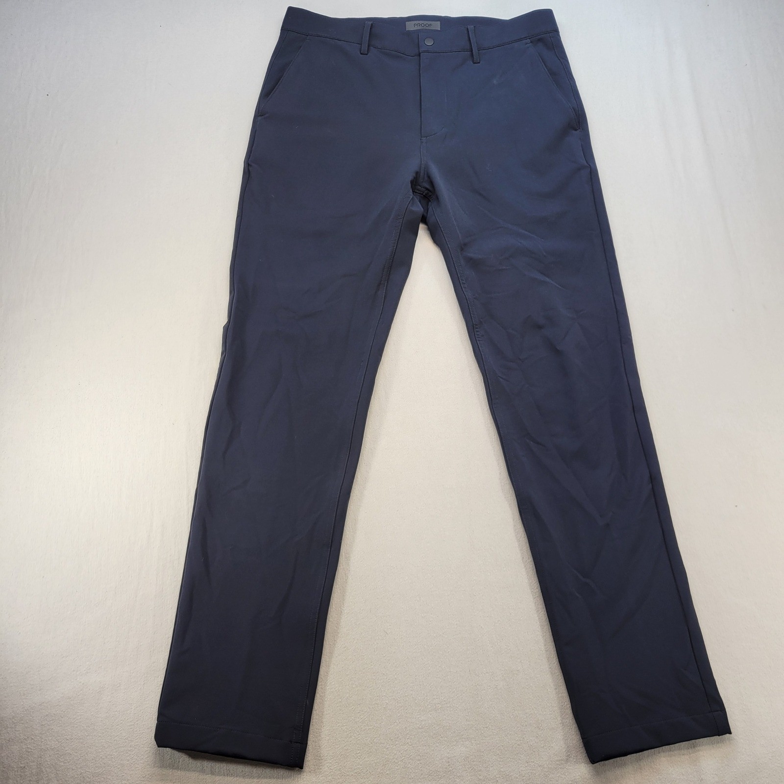 Proof Nomad Pant Mens 33 Navy Blue Slim Straight Stretch DWR Travel Chino
