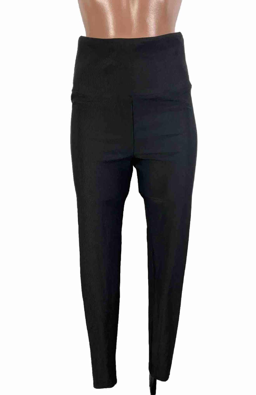 Goldsheep Women’s Black Ribbed Ankle Leggings - Size XL