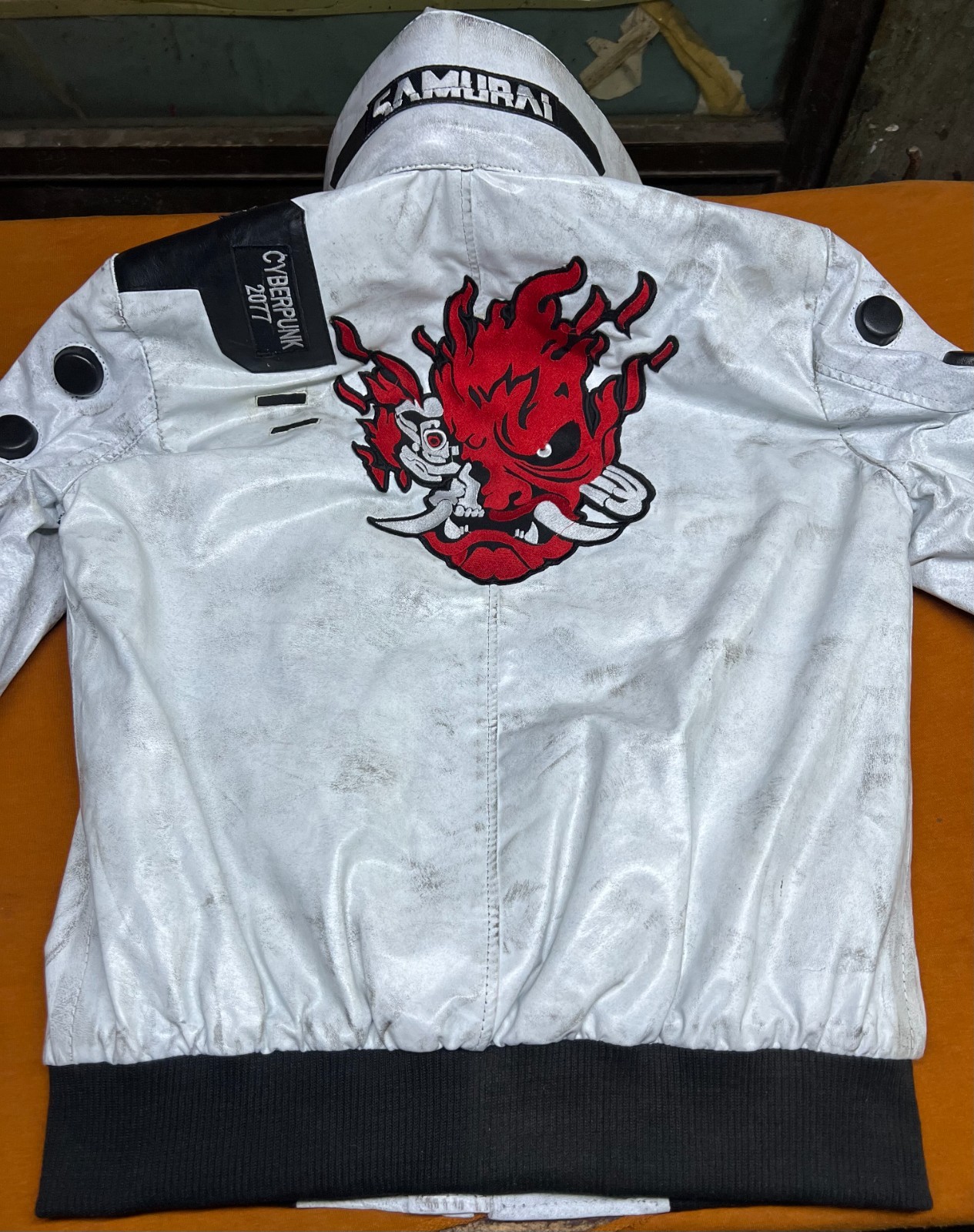 SAMURAI V's Men's Real Leather jacket Cyberpunk 2077 Bomber Gaming Fans Cosplay