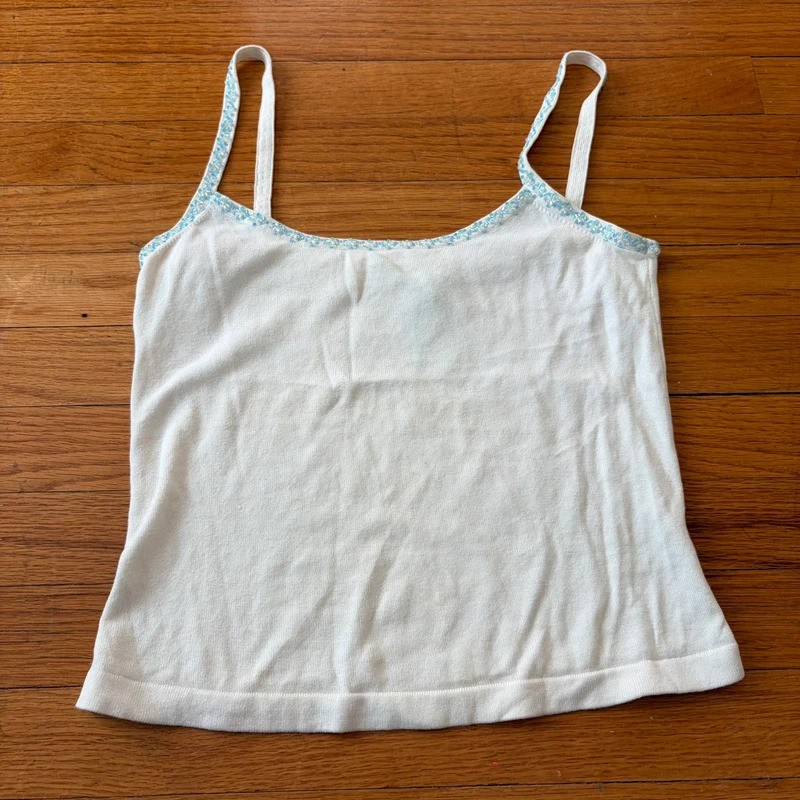 Vintage y2k teal gem bedazzled going out euro tank top