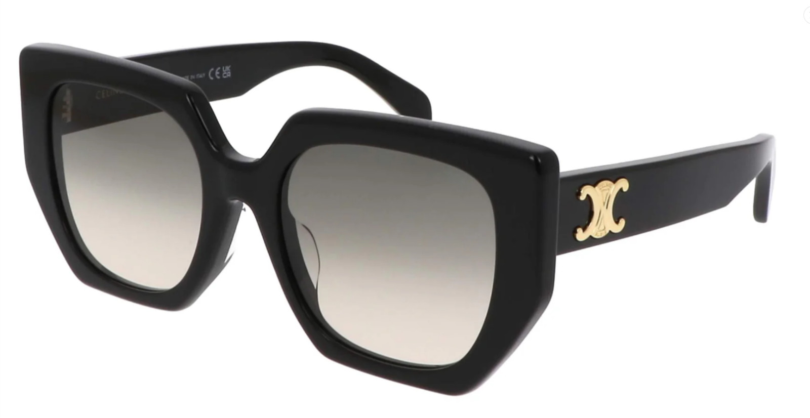 Celine CL40239F 01F Black / Grey Lens Square Oversized Sunglasses 100% UV