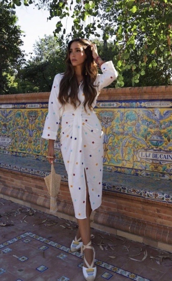 ZARA EMBROIDERED POMPOM COTTON Sahani DRESS XS (Runs Big) WHITE 6895/247 NWT