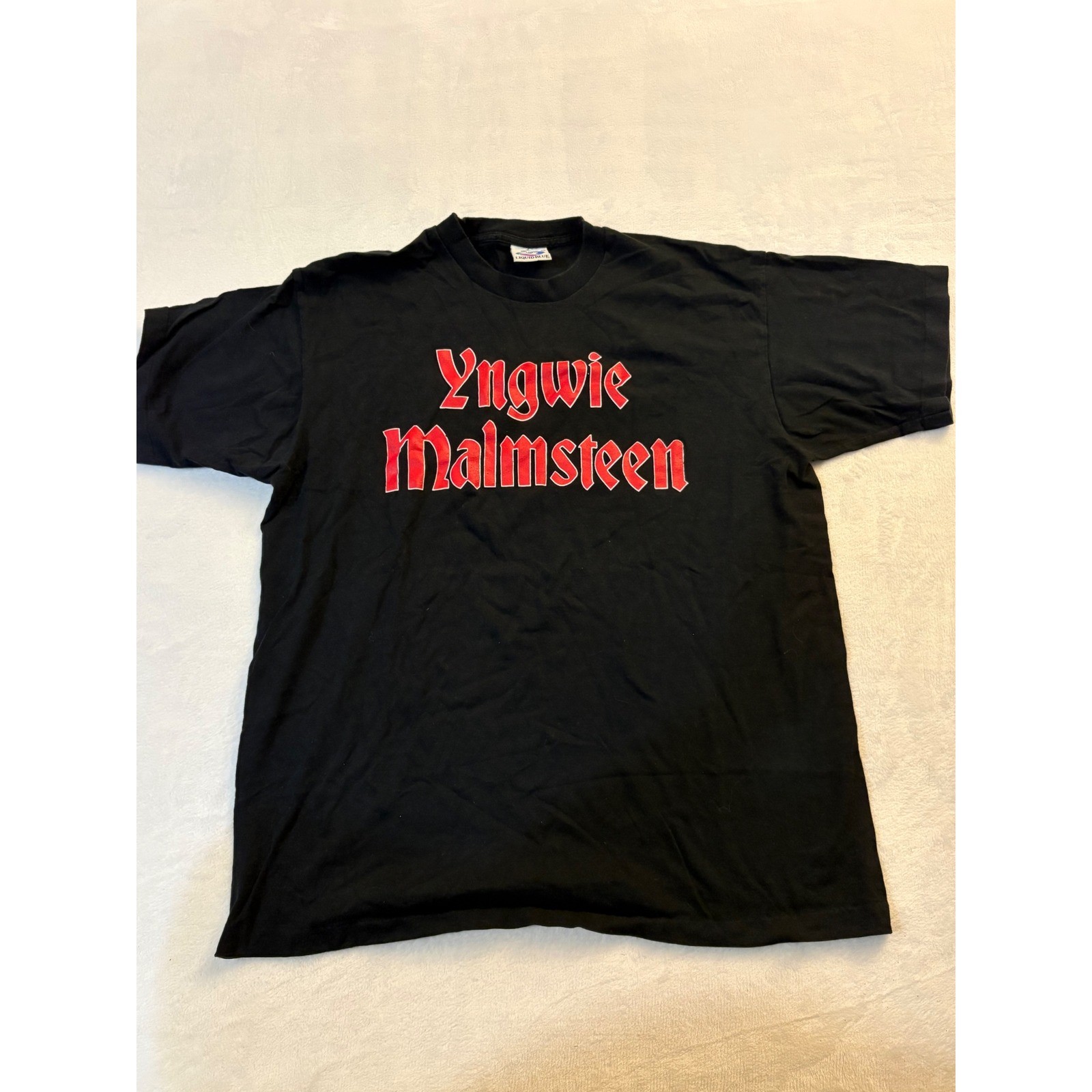 Vintage Yngwie Malmsteen Liquid Blue Shirt XL Black Red Inspiration Metal Tee