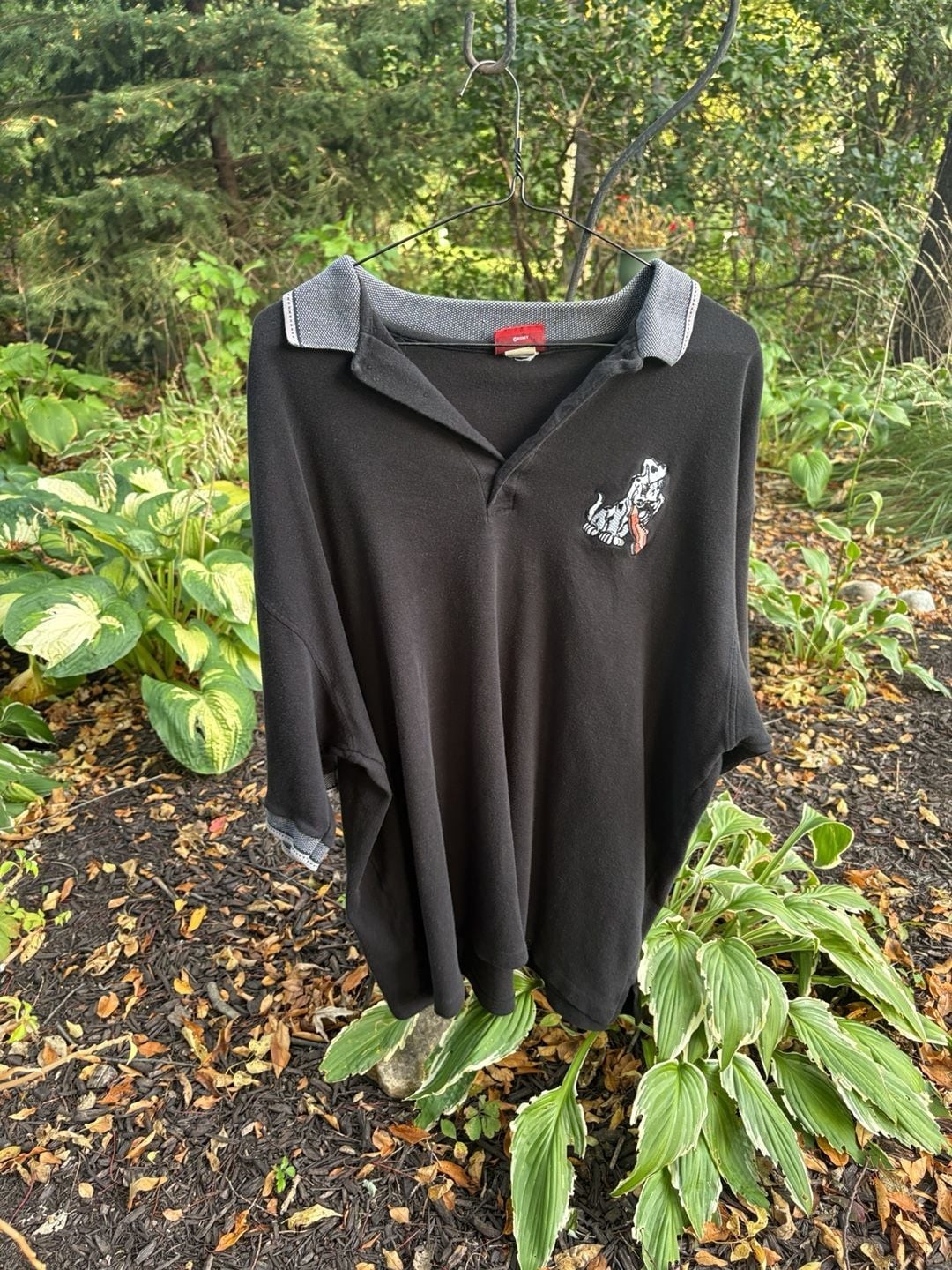 Disney 101 Dalmatians Polo Shirt Size X-Large Vintage 90s Black Embroidered
