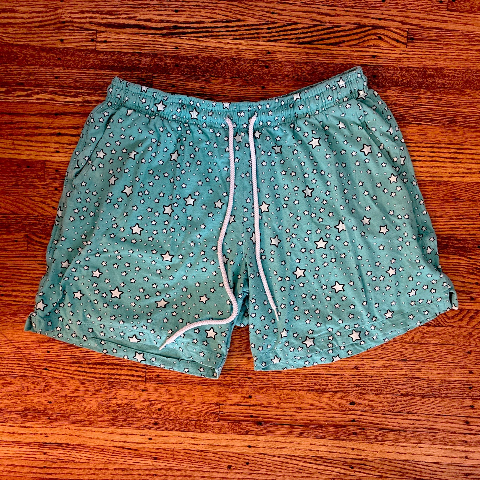 Rare Vintage M American Apparel Peter Max Neomax Fleece Shorts Stars Blue/White