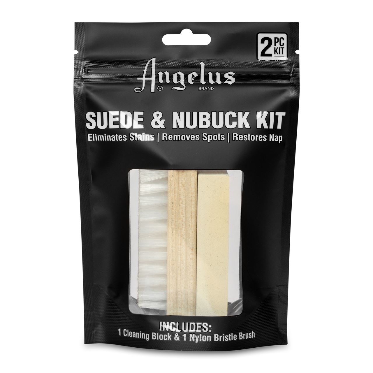 Angelus Suede & Nubuck Cleaning Kit - Brush & Eraser Bar, Removes Spots & Stains