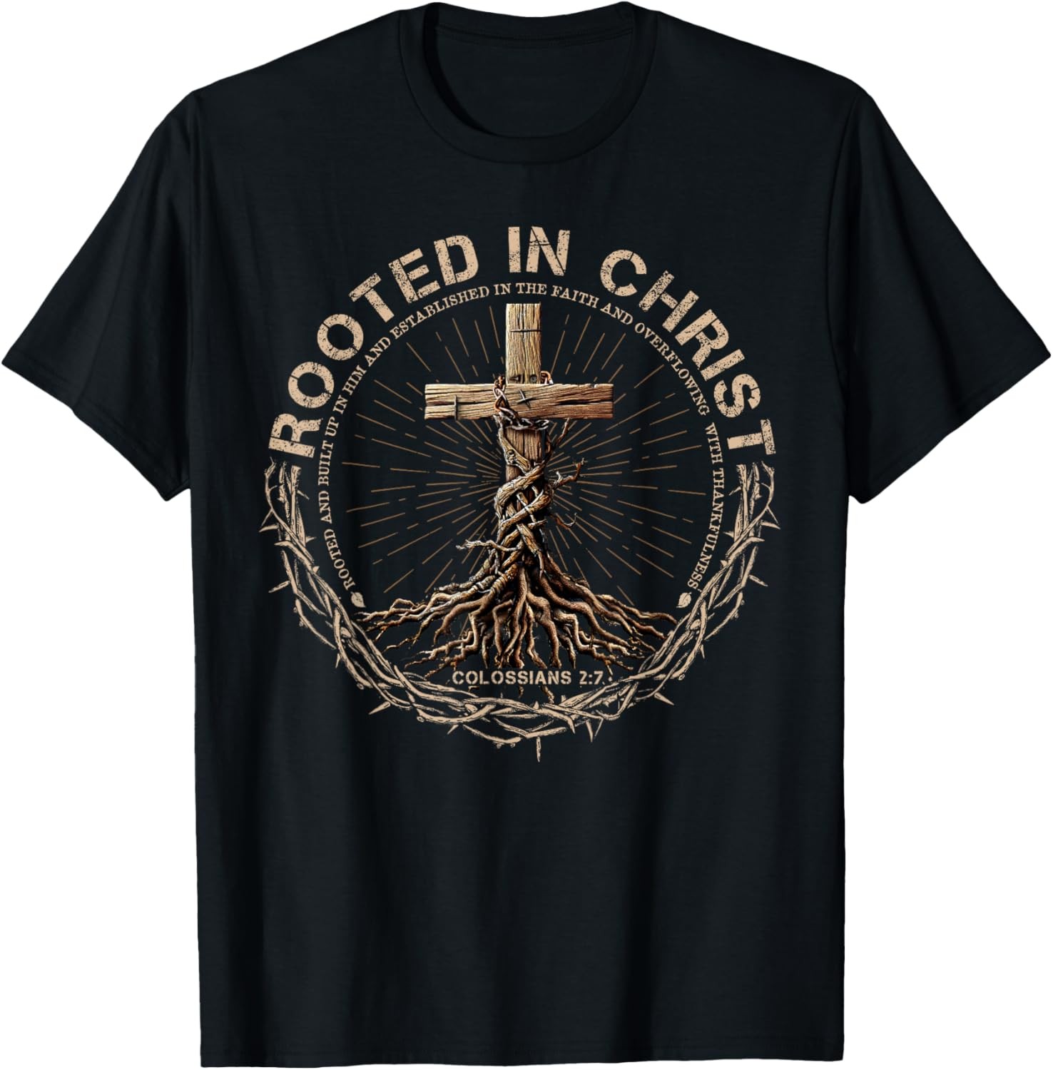 Rooted in Christ Shirt, Jesus Shirt, Vintage Cross Christian T-Shirt