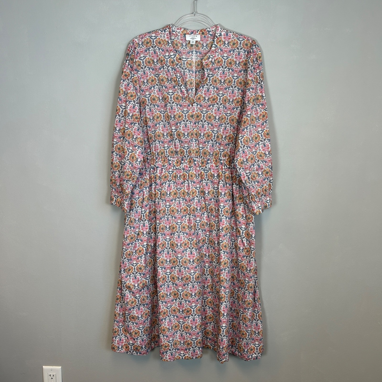 J. Crew size XXL midi dress Liberty Fabric Honeysuckle floral colorful cotton