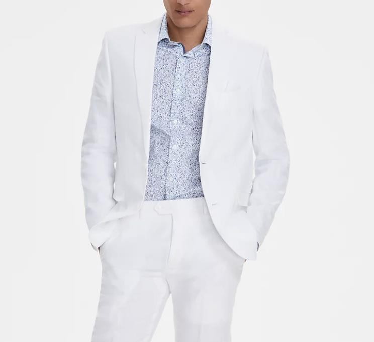 Bar III Mens Slim White Solid Linen Sport Coat 40 L NEW $295 TTAY1CQZ0015