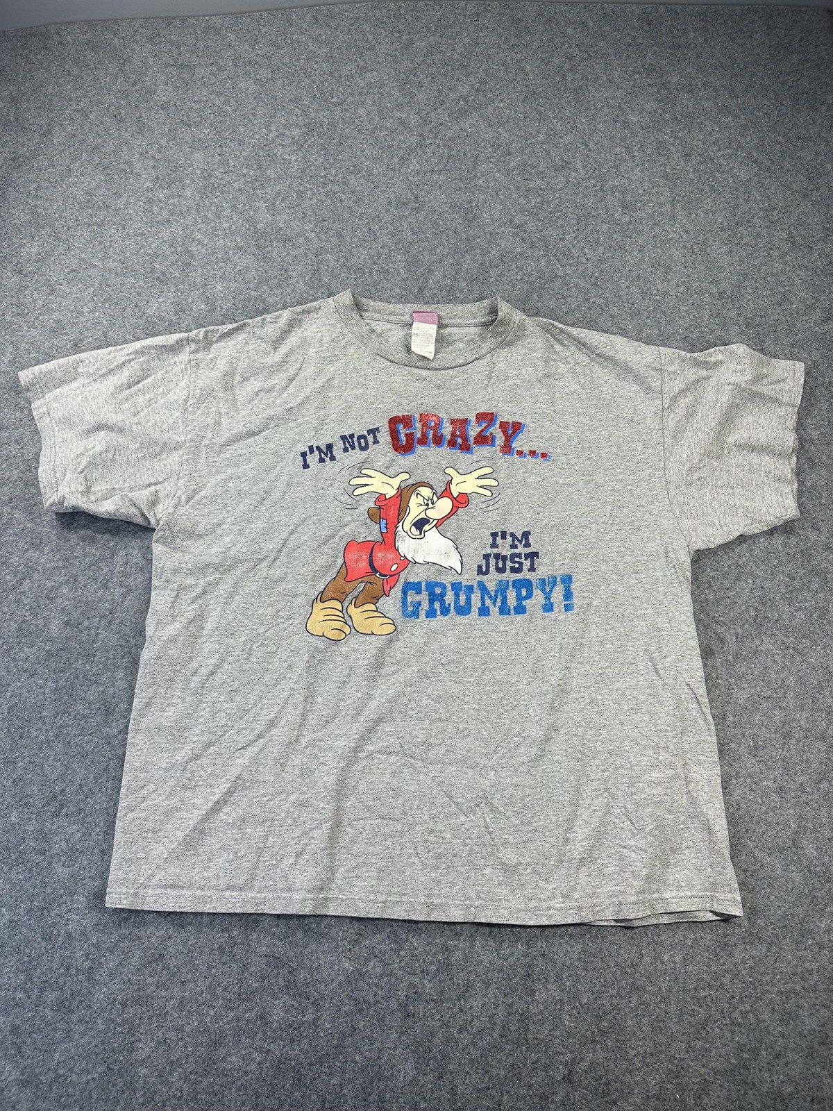 Disney Grumpy Shirt Mens XL Gray I\'m Not Crazy Graphic Tee Snow White Dwarfs