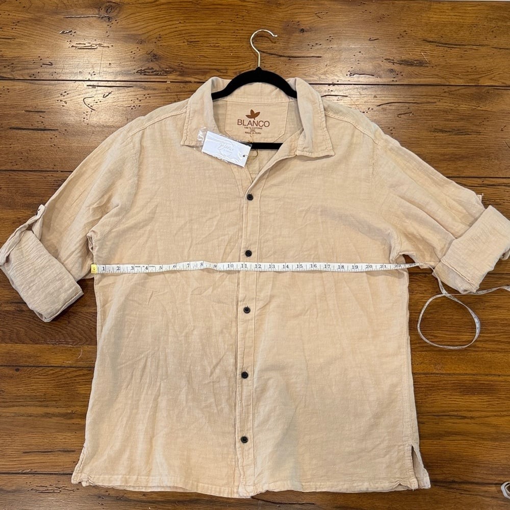 Blanco Women\'s Beige 100% Cotton Button down Shirt NWT