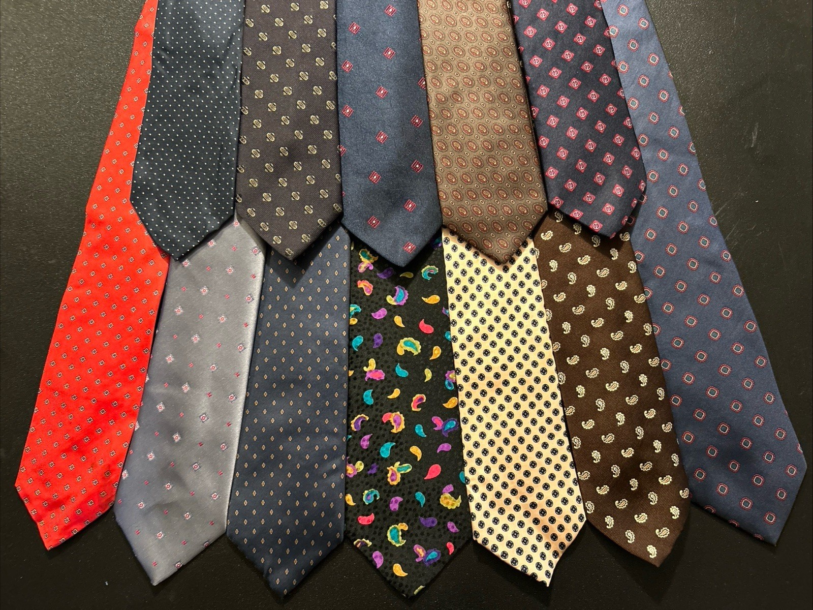 Vintage EUC Lot Of 12 Ties All Paisley Tie Lot Silk All USA Rooster Londonderry