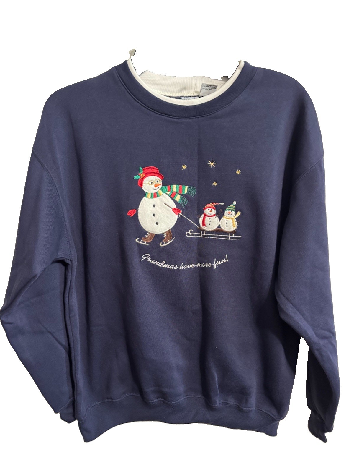 Vintage Sears Bold Spirit Snowmen Grandmas Have More Fun Sweatshirt M (10-12)