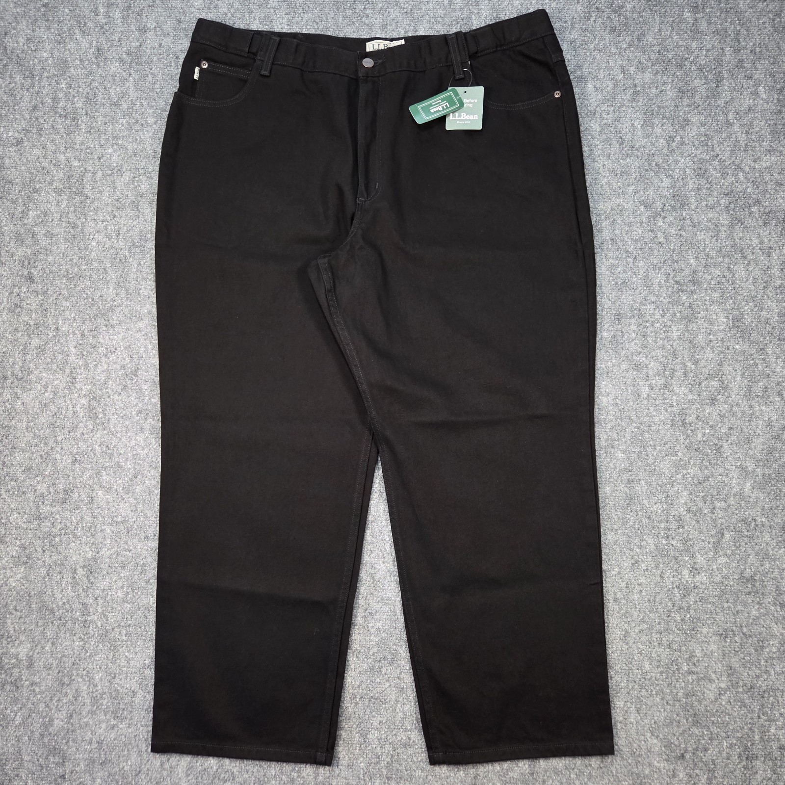 NWT L.L. Bean Double L Jeans Mens 42x28 Black Natrual Fit Straight Leg Comfort
