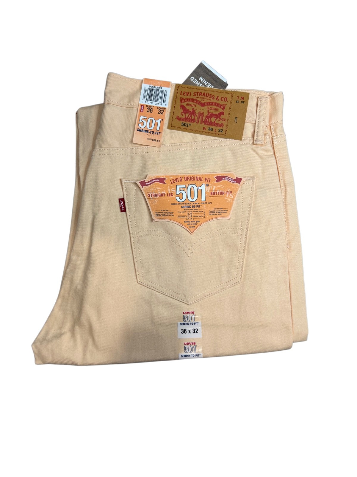 Levi's Men's 501 Original Shrink to Fit Jeans Color Peach 005012594