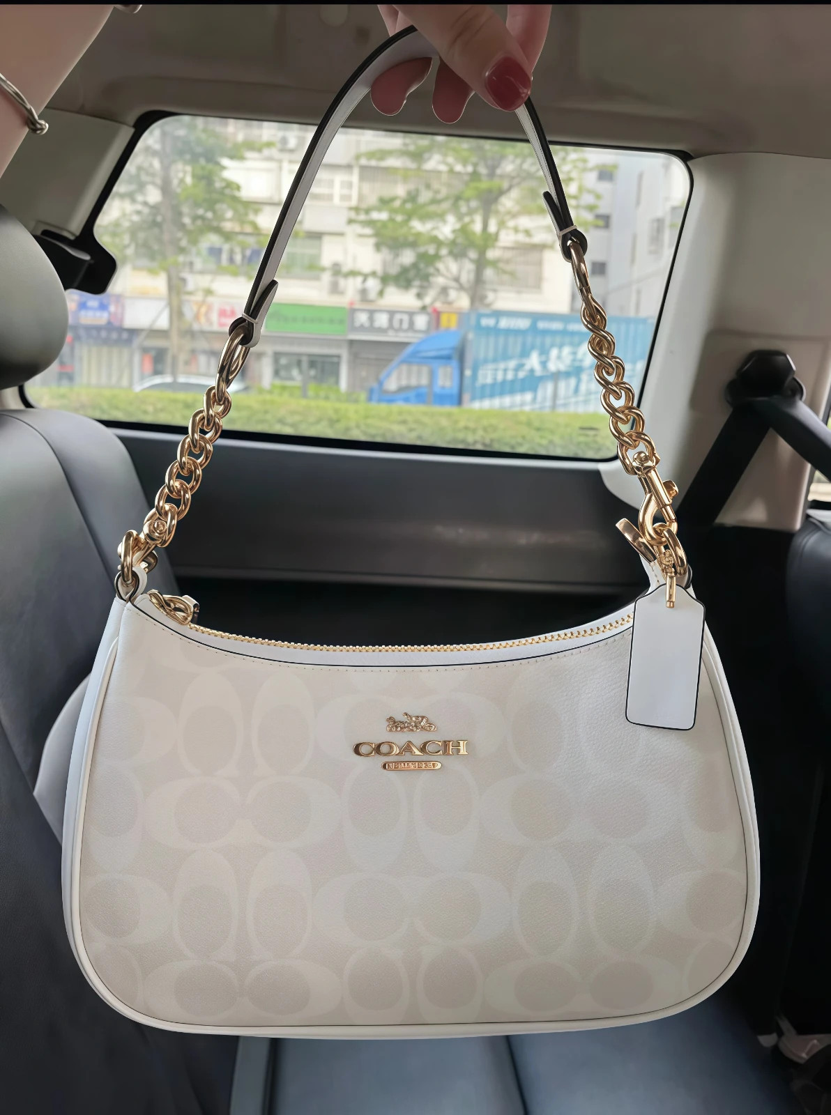 COACH CA548 Teri Shoulder Bag in Signature Canvas White  Fast Shipping