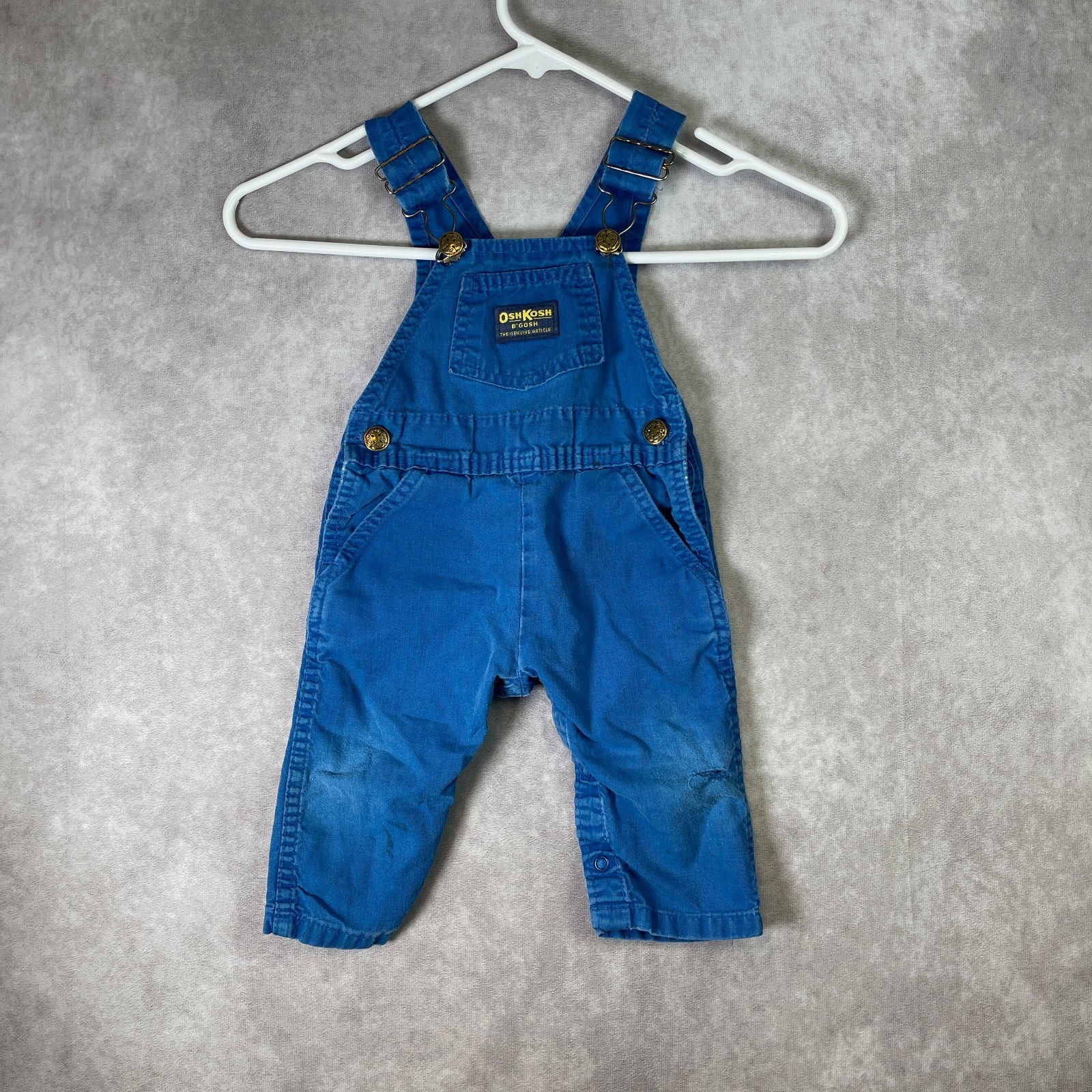 VINTAGE Oshkosh Overalls Baby 3-6M Blue Denim Infant Retro Casual 80s 90s USA