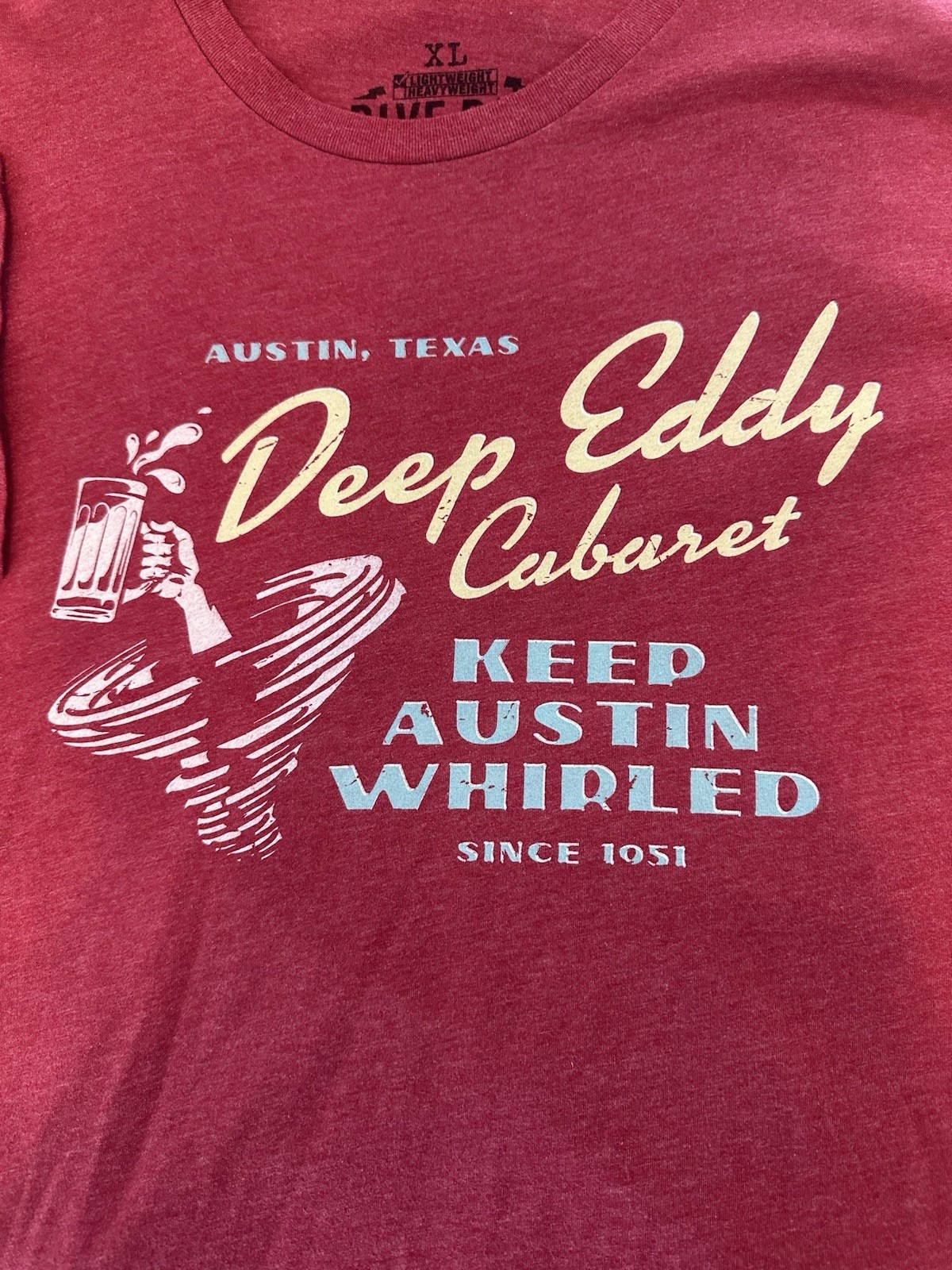 Dive Bar T-Shirt Club DEEP EDDY CABARET - Austin, TX - XL - Maroon