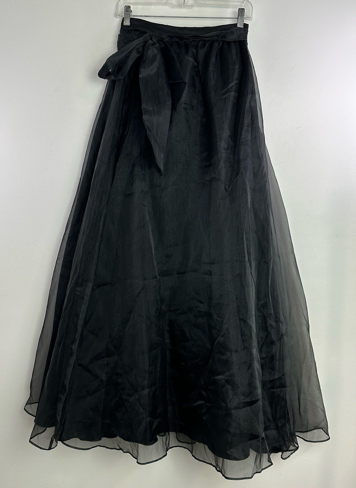 Vintage Niki Livas Black Satin Tulle Maxi Skirt Layered Union Avant Garde Witch