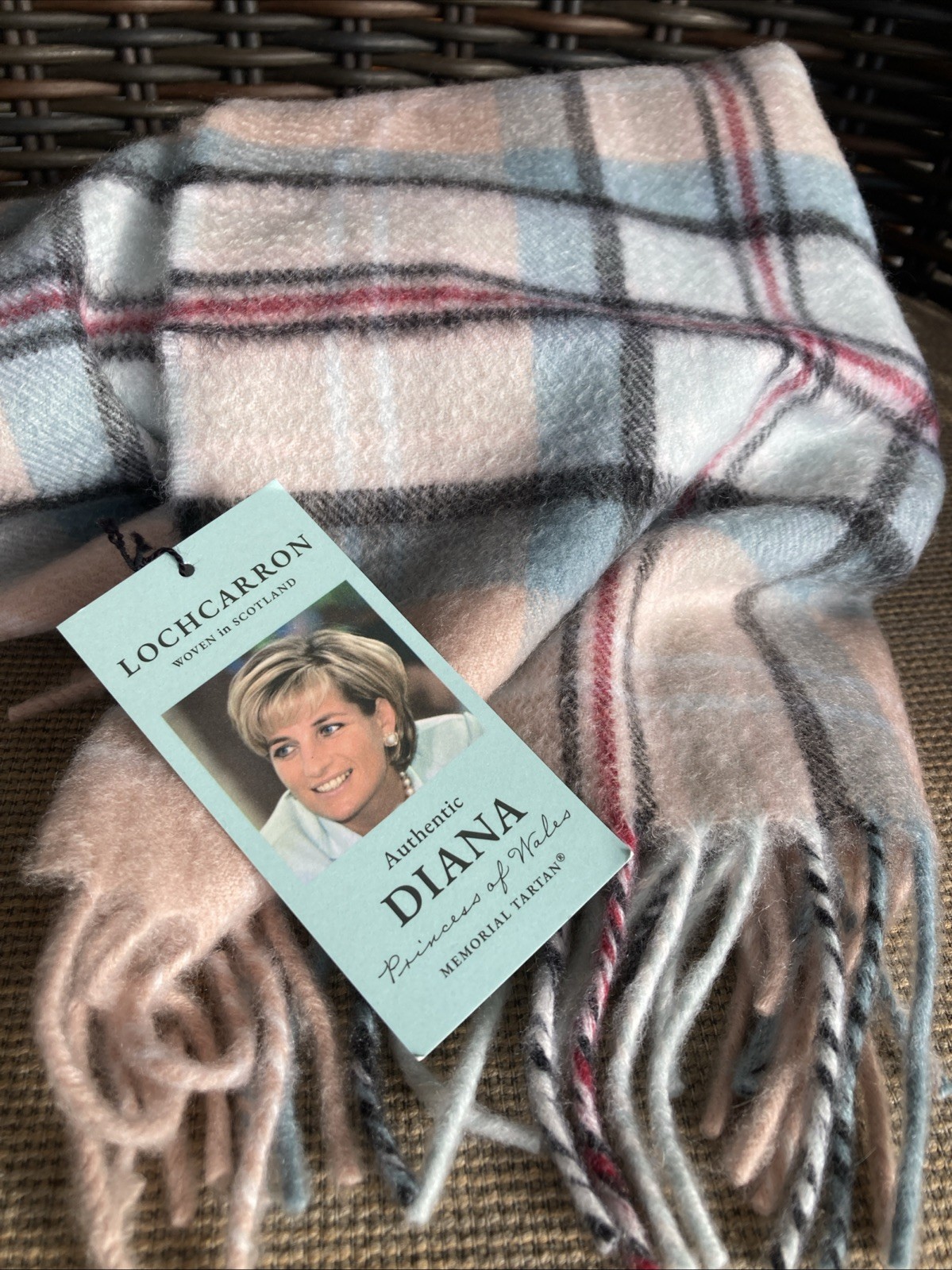 Lochcarron of Scotland Princess Diana Memorial Tartan Rose 100% Cashmere Scarf