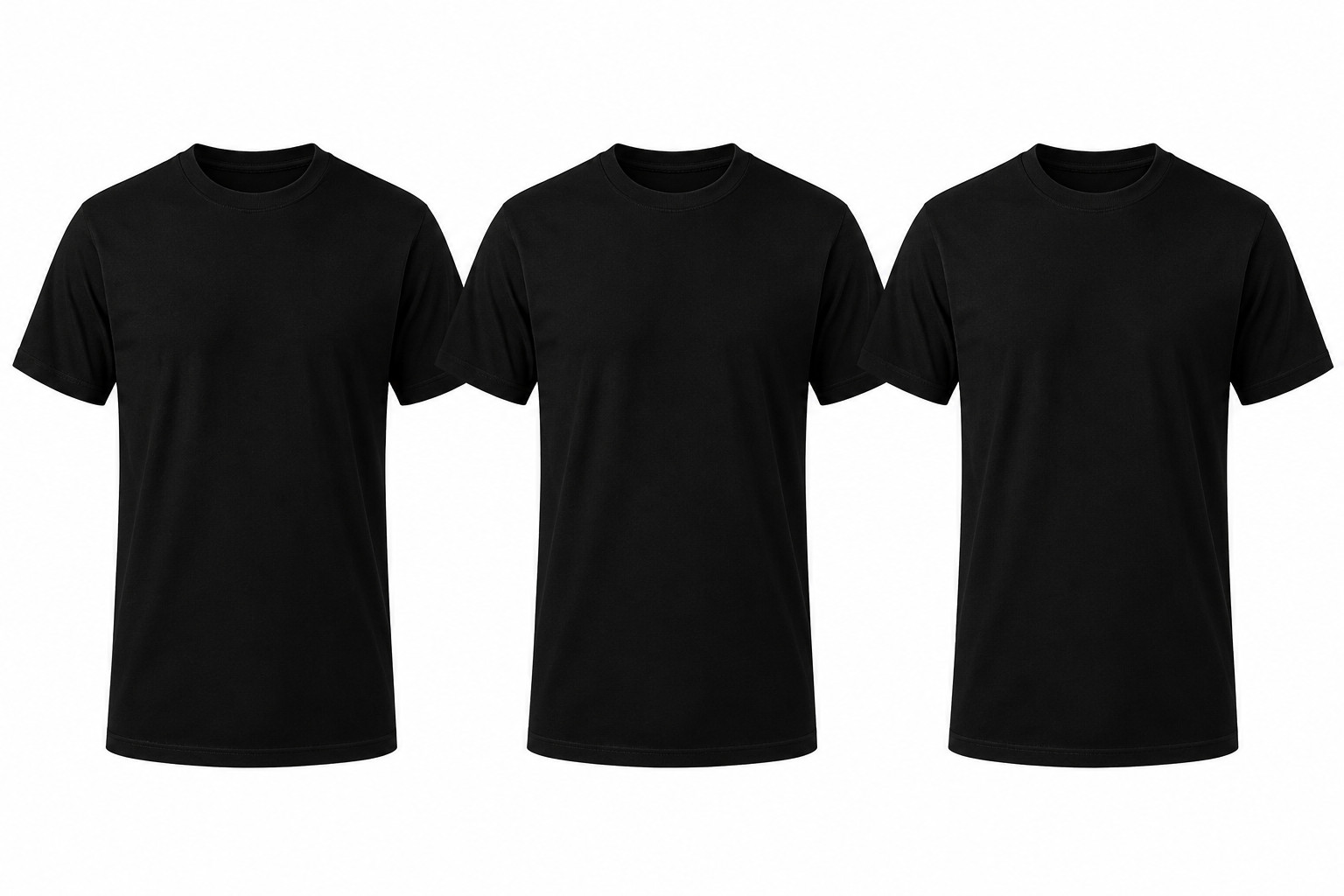 Men\'s Black T-Shirts 3 Pack 100% Cotton Crew Neck Short Sleeve Undershirts