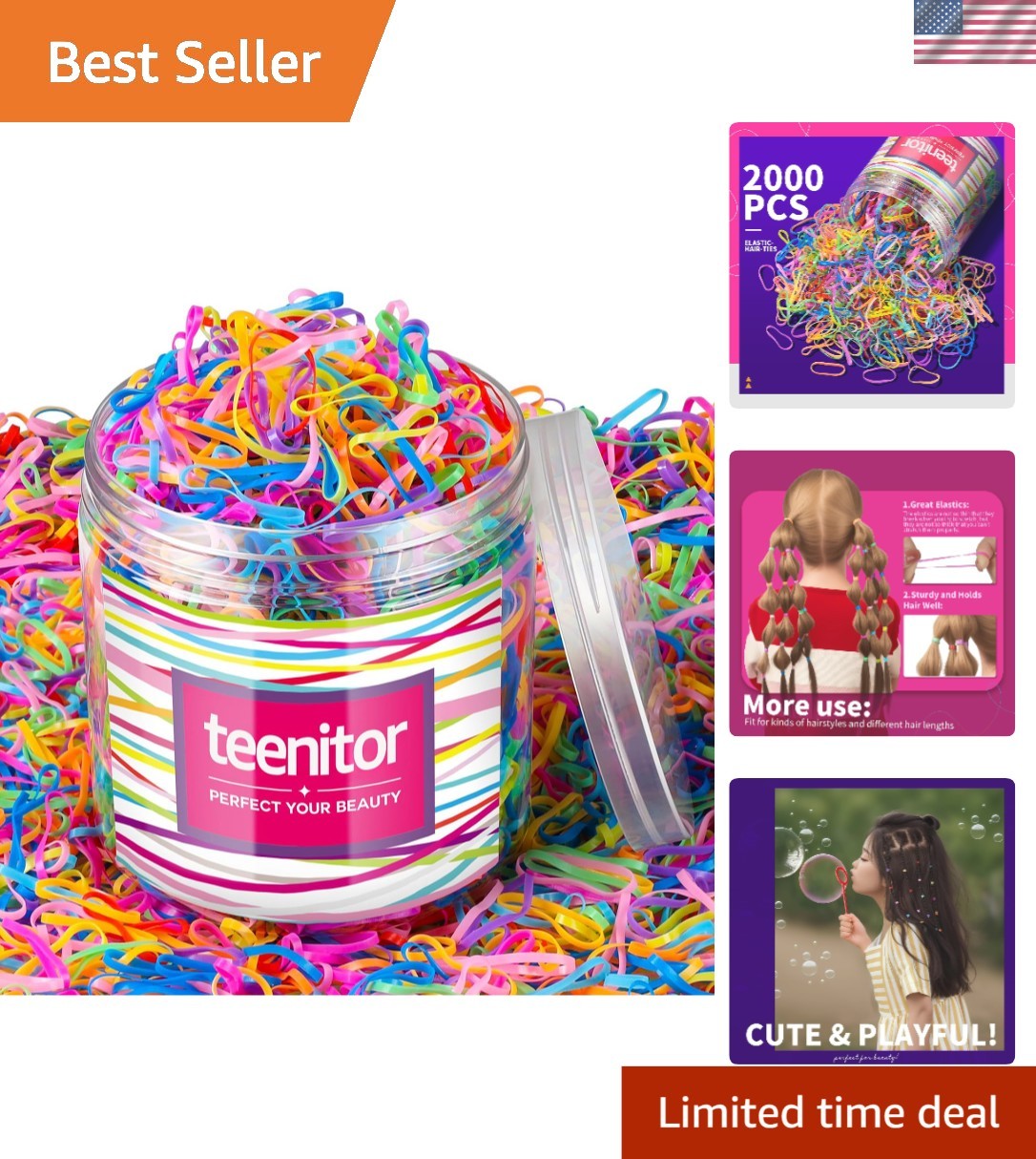 Vibrant 2000 Pcs Toddler Hair Ties - Ultra-Soft Rubber Bands for All Hair Types