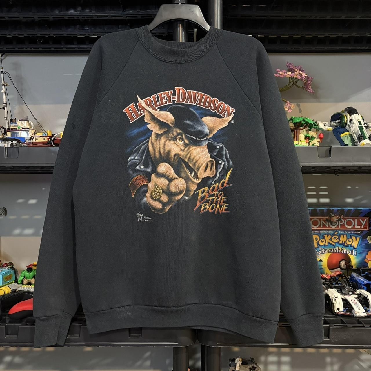 Vintage 1987 3D Emblem Harley-Davidson Bad To The Bone Crewneck