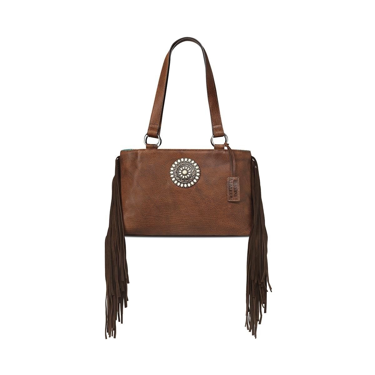 ARIAT Women\'s Betsy Fringe Concho Satchel, Brown