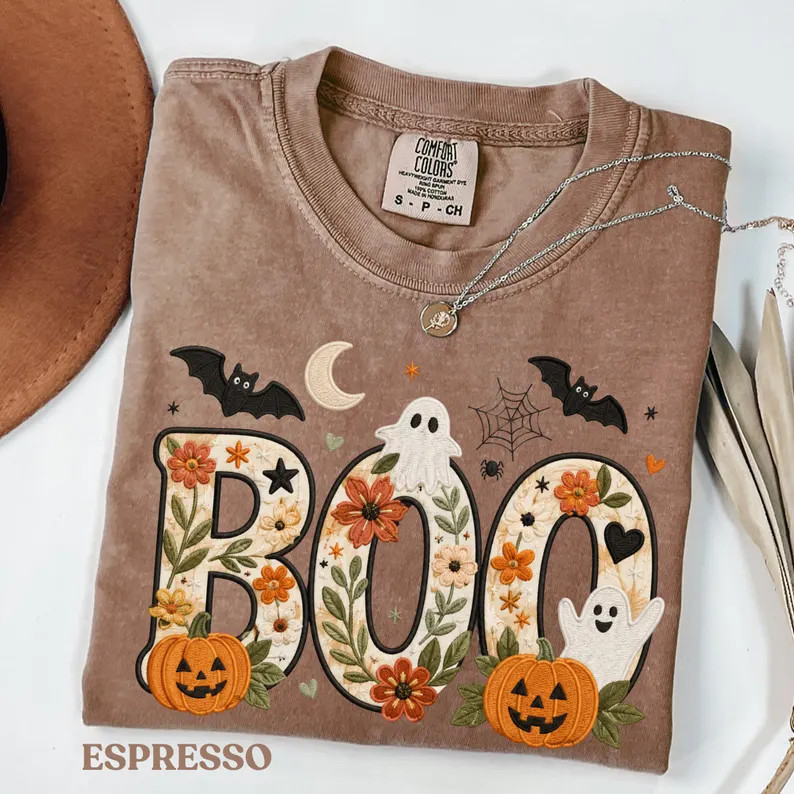 Floral Boo Halloween Comfort Tee