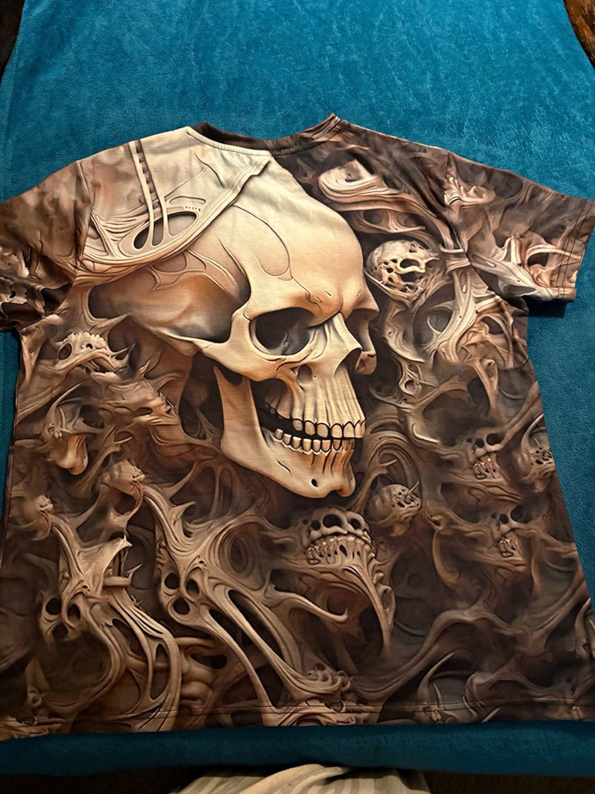 Men\'s Skull Graphic Print Crew Neck Short Sleeve T-Shirt Multicolor 2XL