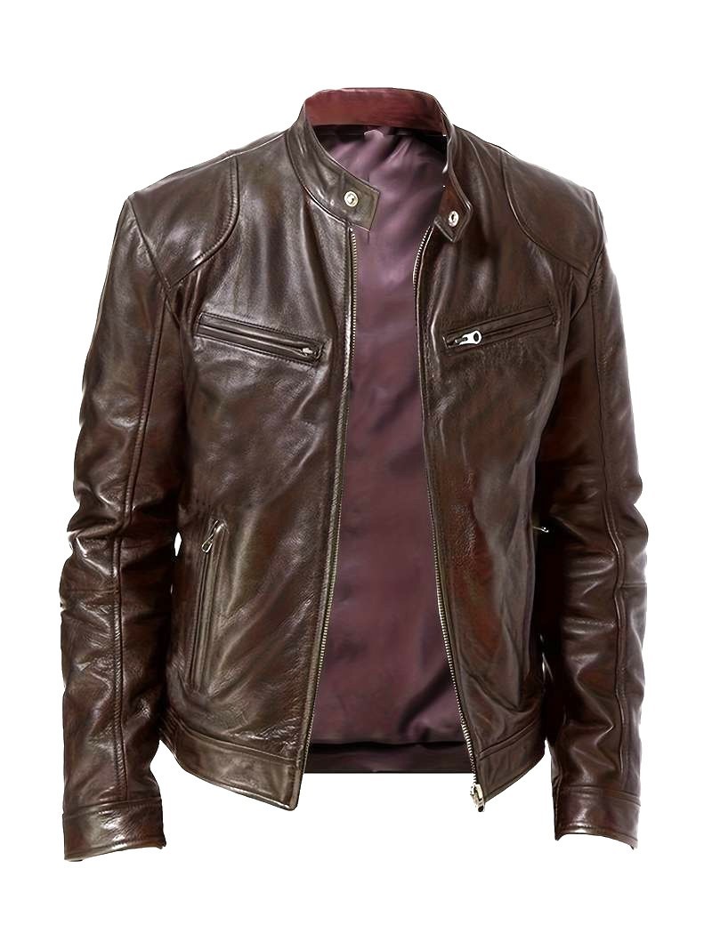 Café Racer Men\'s Leather Jacket Motorcycle Biker Genuine Sheep Skin Soft Leather