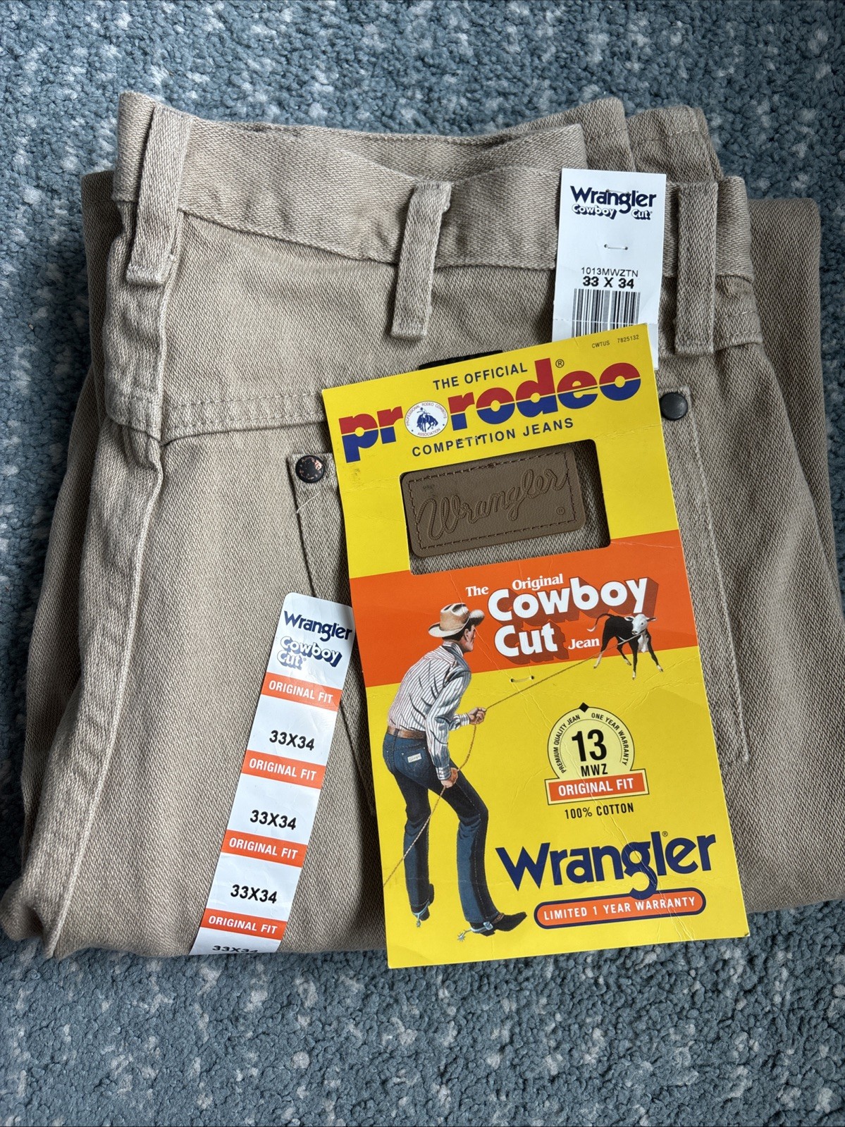 Wrangler Pro Rodeo Cowboy Cut Original Fit Jeans In Tan Men\'s Size 33 X 34