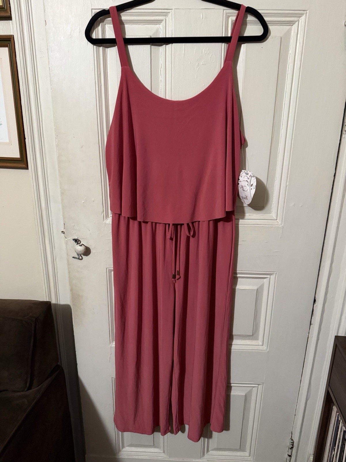 Naif NWT Pink Wide Leg Cropped Jumpsuit Layered Bodice Size M
